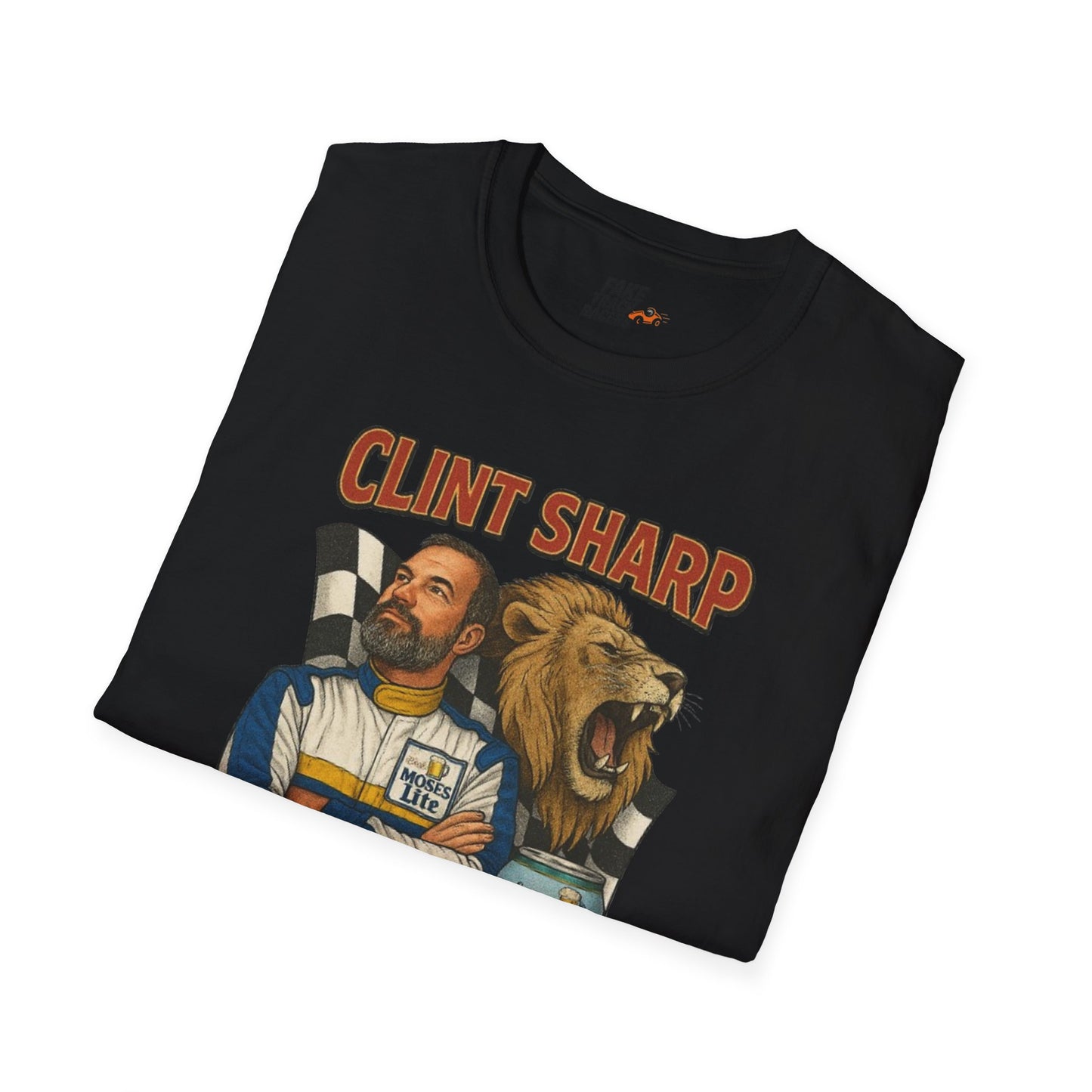 Vintage Style 90s Racing Tee Shirt CLINT SHARP MOSES LITE Fake Track Racers