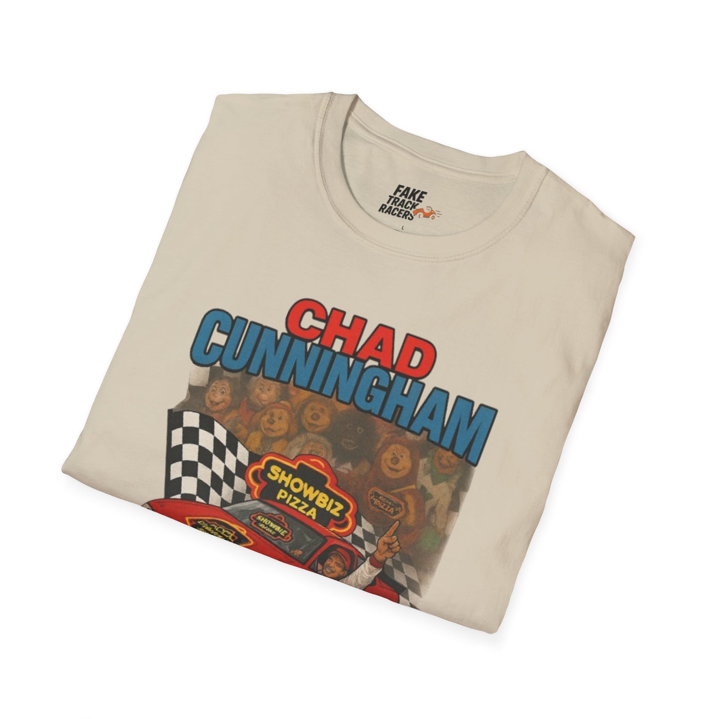 Vintage Style 90s Racing Tee Shirt CHAD CUNNINGHAM Showbiz Fake Track Racers