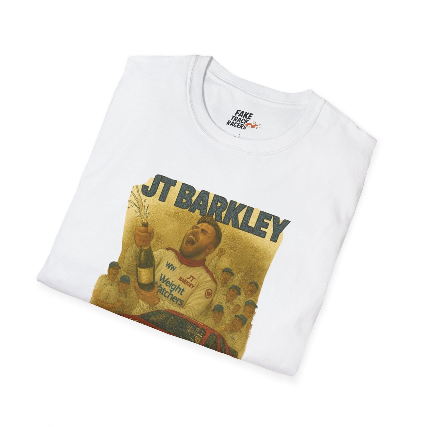 Vintage Style 90s Racing Tee Shirt JT BARKLEY Champion Shirt Fake Track Racers