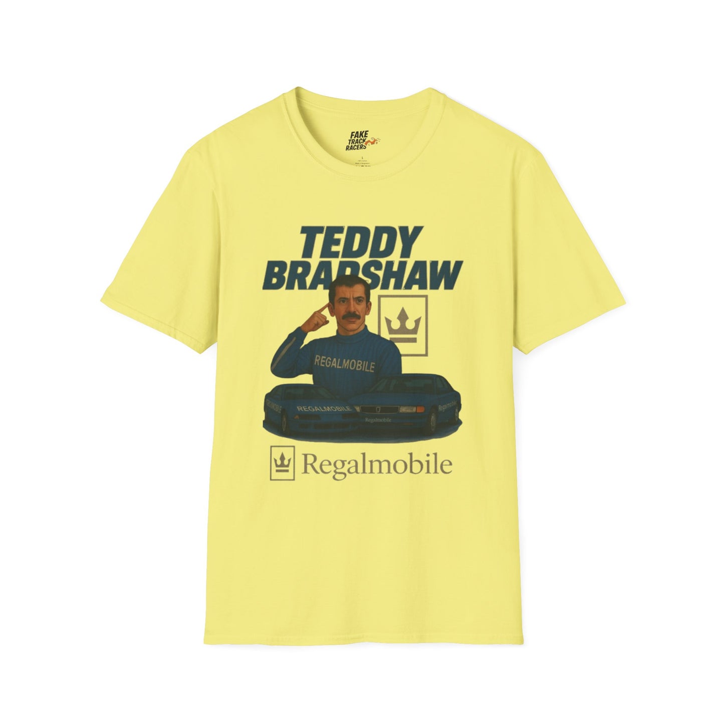 Vintage Style 90s Racing Tee Shirt TEDDY BRADSHAW Regal Fake Track Racers