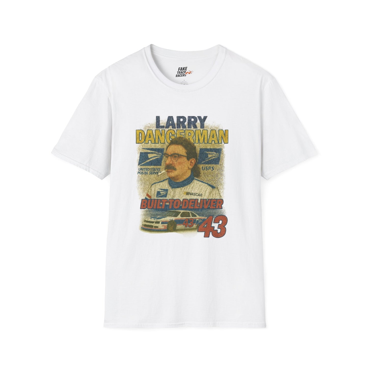 Vintage Style 90s Racing Tee Shirt LARRY DANGERMAN Deliver Shirt Fake Track Racers