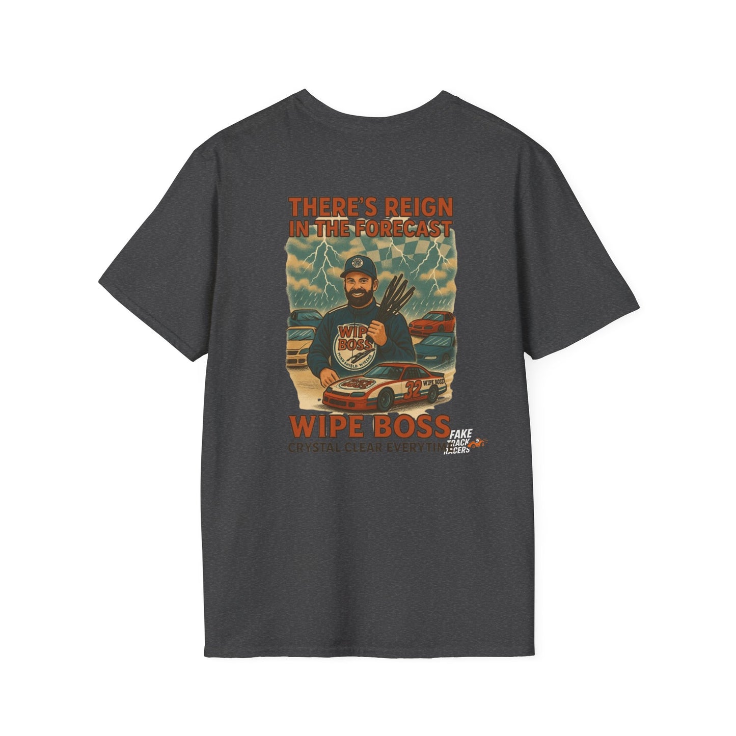 Vintage Style 90s Racing Tee Shirt STEWART STORM Wipe Boss Fake Track Racers