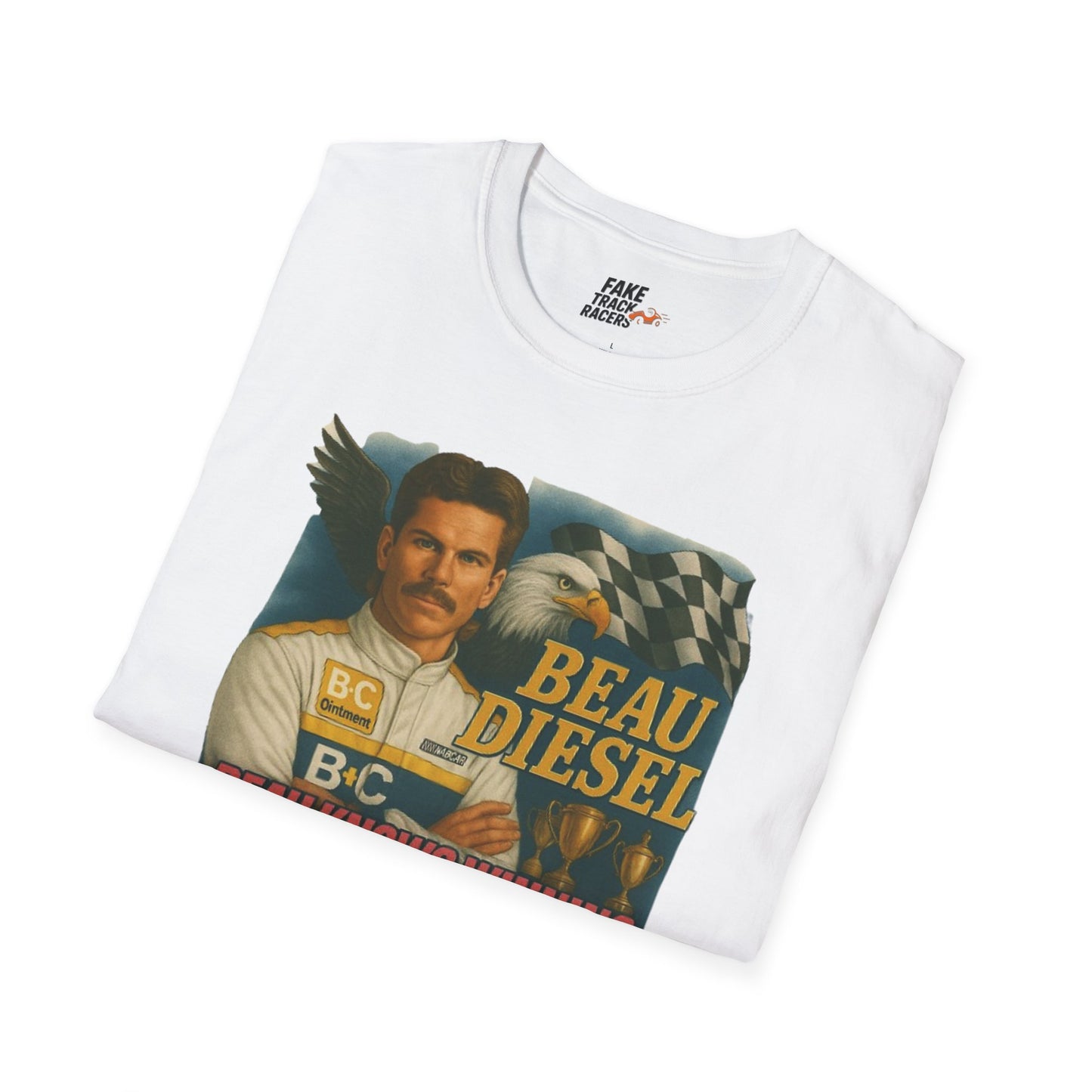 Vintage Style 90s Racing Tee Shirt BEAU DIESEL BC Fake Track Racers