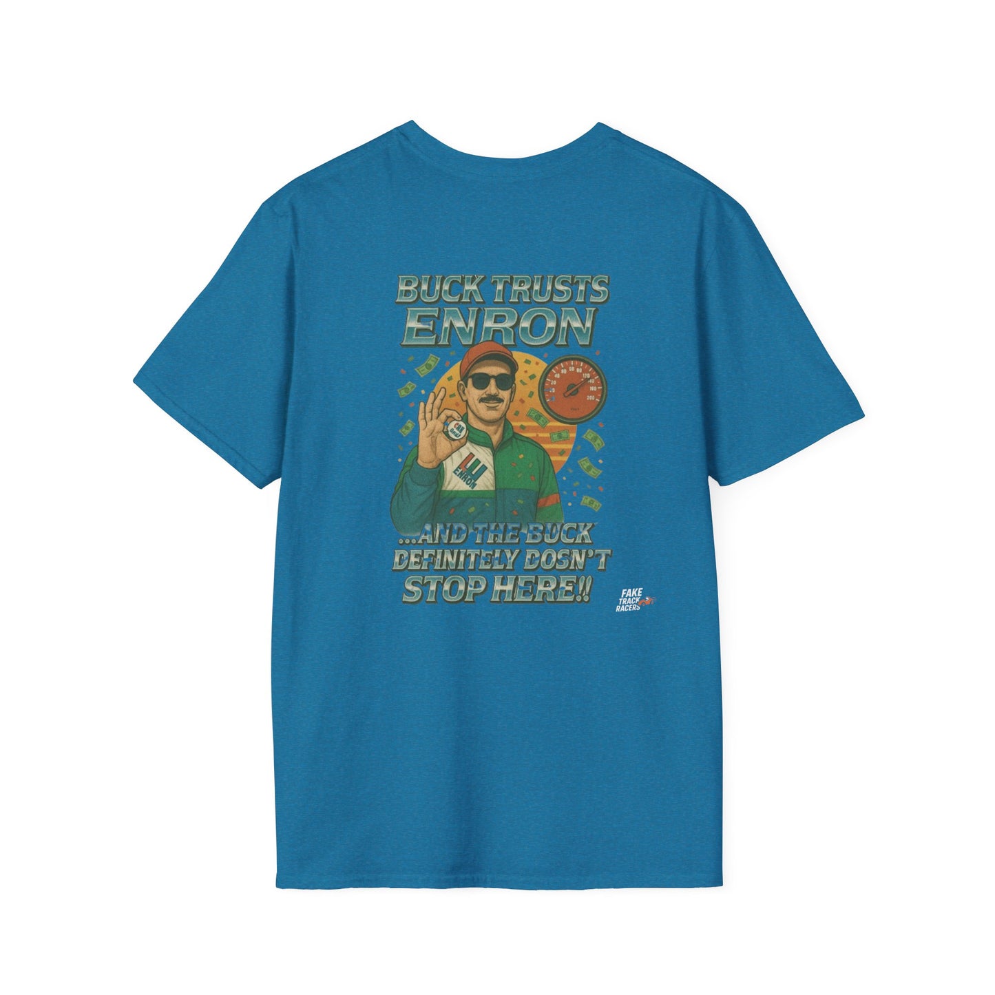 Vintage Style 90s Racing Tee Shirt BUCK BLANKENSHIP Enron Fake Track Racers