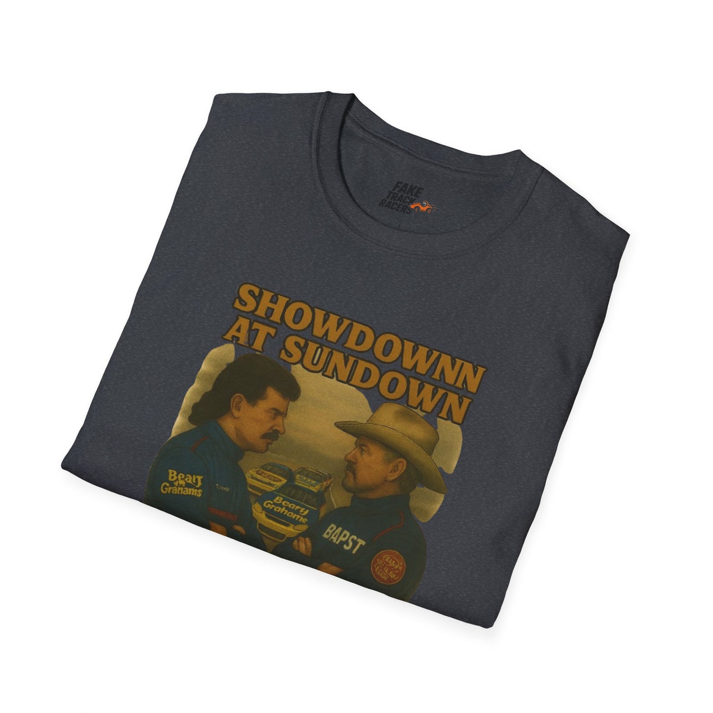 Vintage Style 90s Racing Tee Shirt SHOWDOWN AT SUNDOWN Fake Track Racers