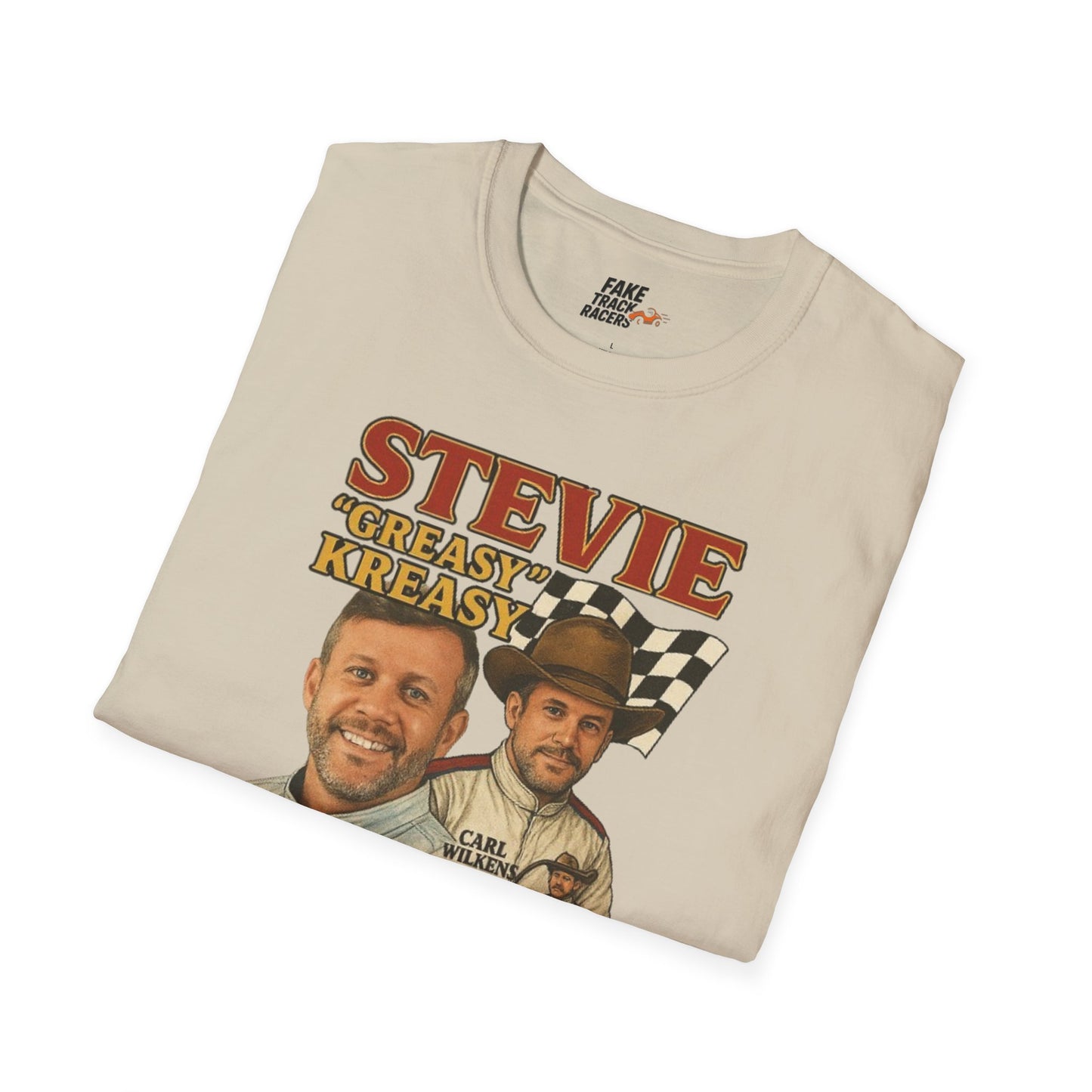 Vintage Style 90s Racing Tee Shirt STEVIE KREASY Whiskey Fake Track Racers