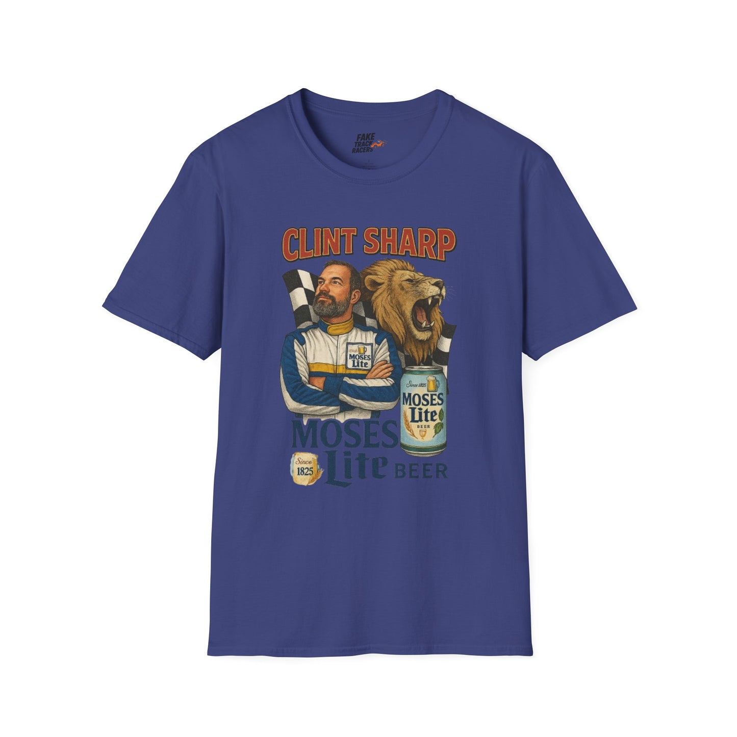 Vintage Style 90s Racing Tee Shirt CLINT SHARP MOSES LITE Fake Track Racers
