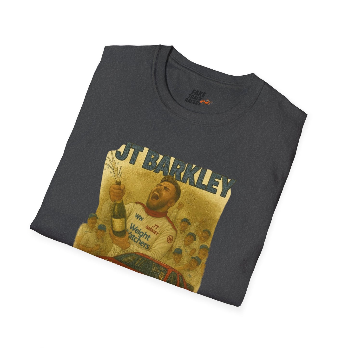 Vintage Style 90s Racing Tee Shirt JT BARKLEY Champion Shirt Fake Track Racers