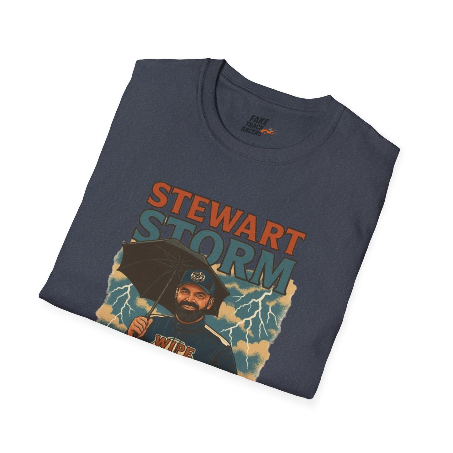 Vintage Style 90s Racing Tee Shirt STEWART STORM Wipe Boss Fake Track Racers
