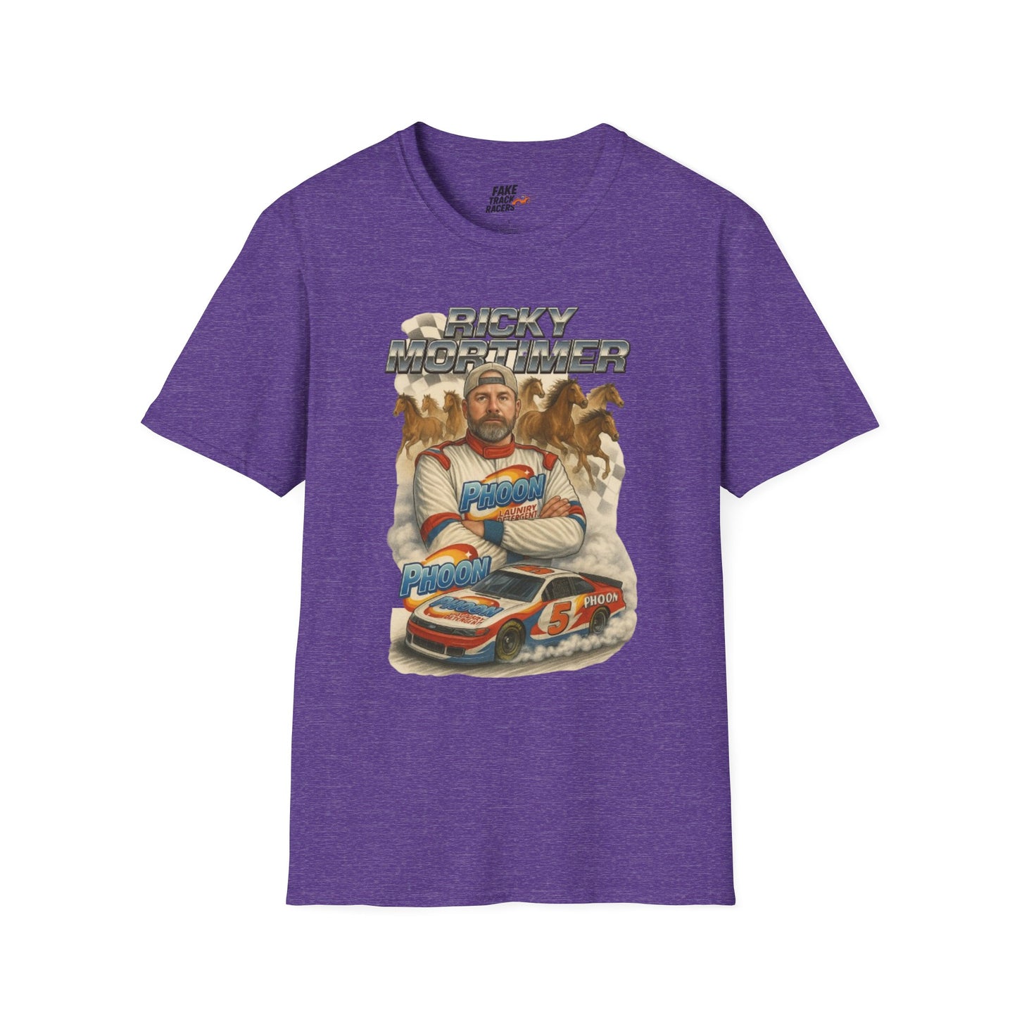 Vintage Style 90s Racing Tee Shirt RICKY MORTIMER PHOON Fake Track Racers