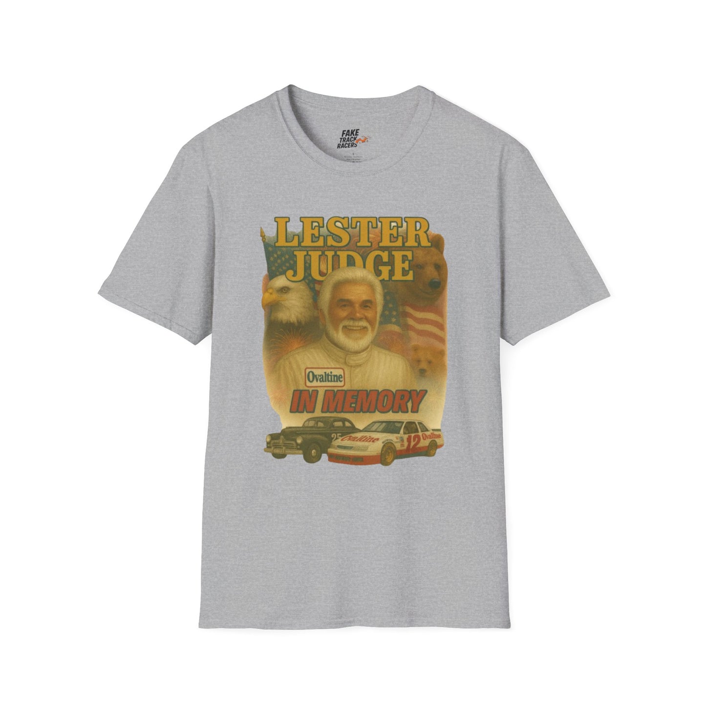 Vintage Style 90s Racing Tee Shirt LESTER JUDGE Memorial Shirt Fake Track Racers