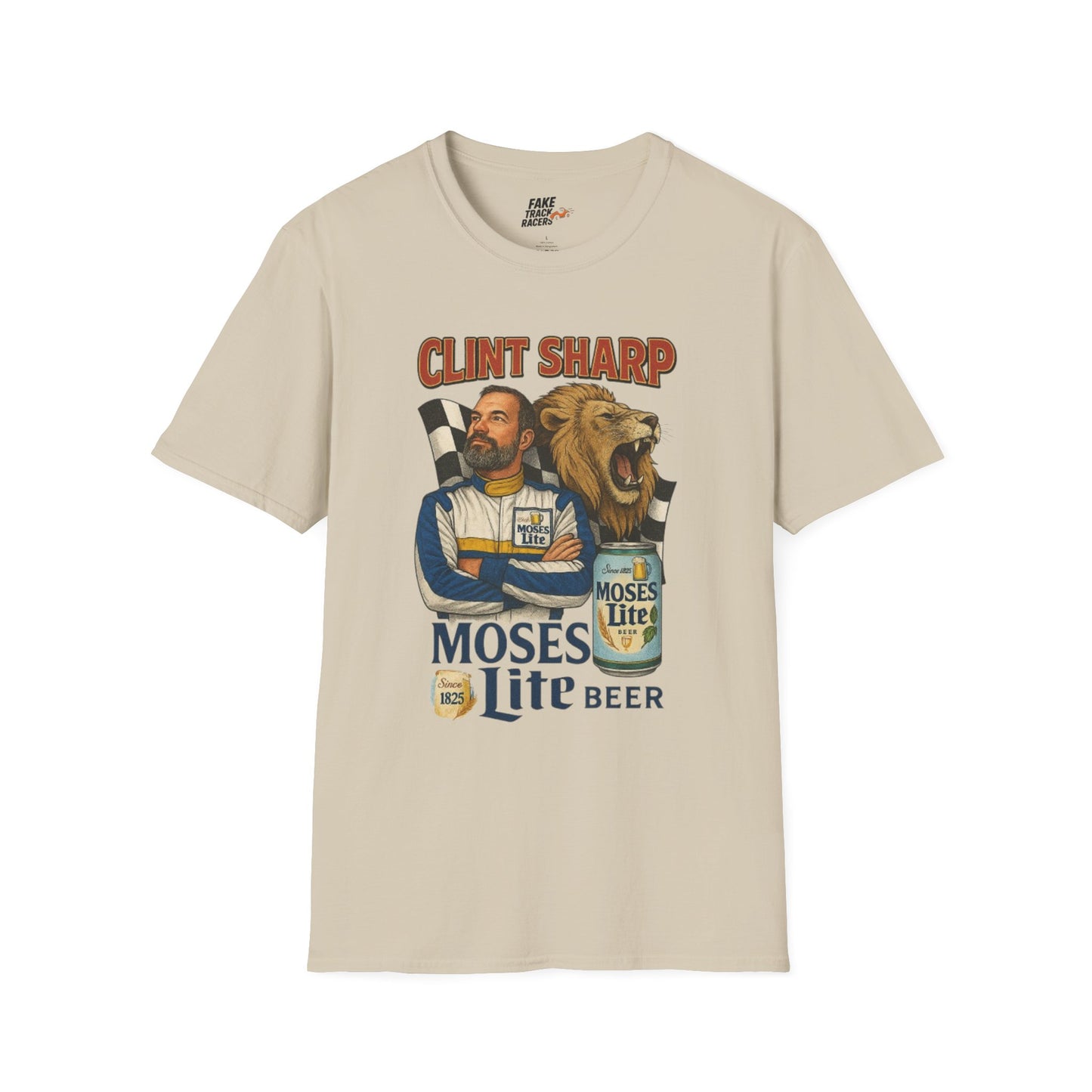Vintage Style 90s Racing Tee Shirt CLINT SHARP MOSES LITE Fake Track Racers
