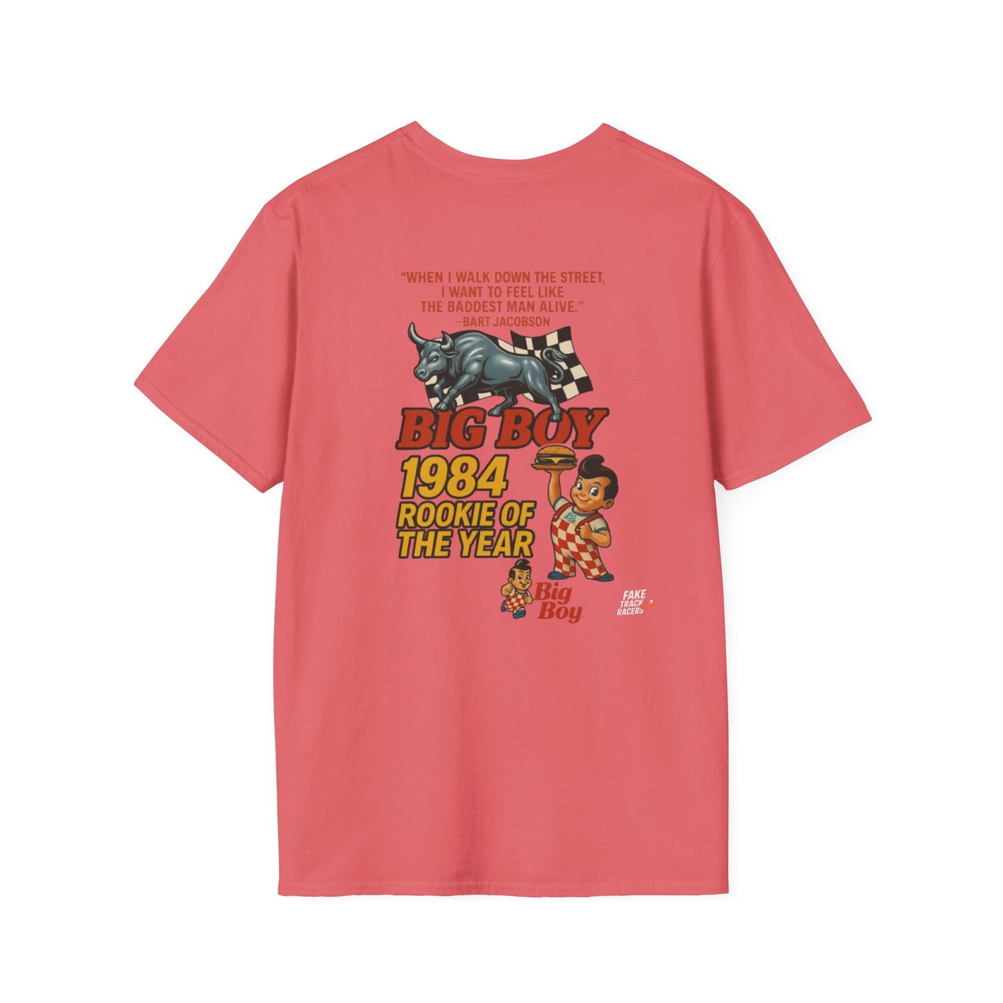 Vintage Style 90s Racing Tee Shirt BART JACOBSON Baddest Fake Track Racers