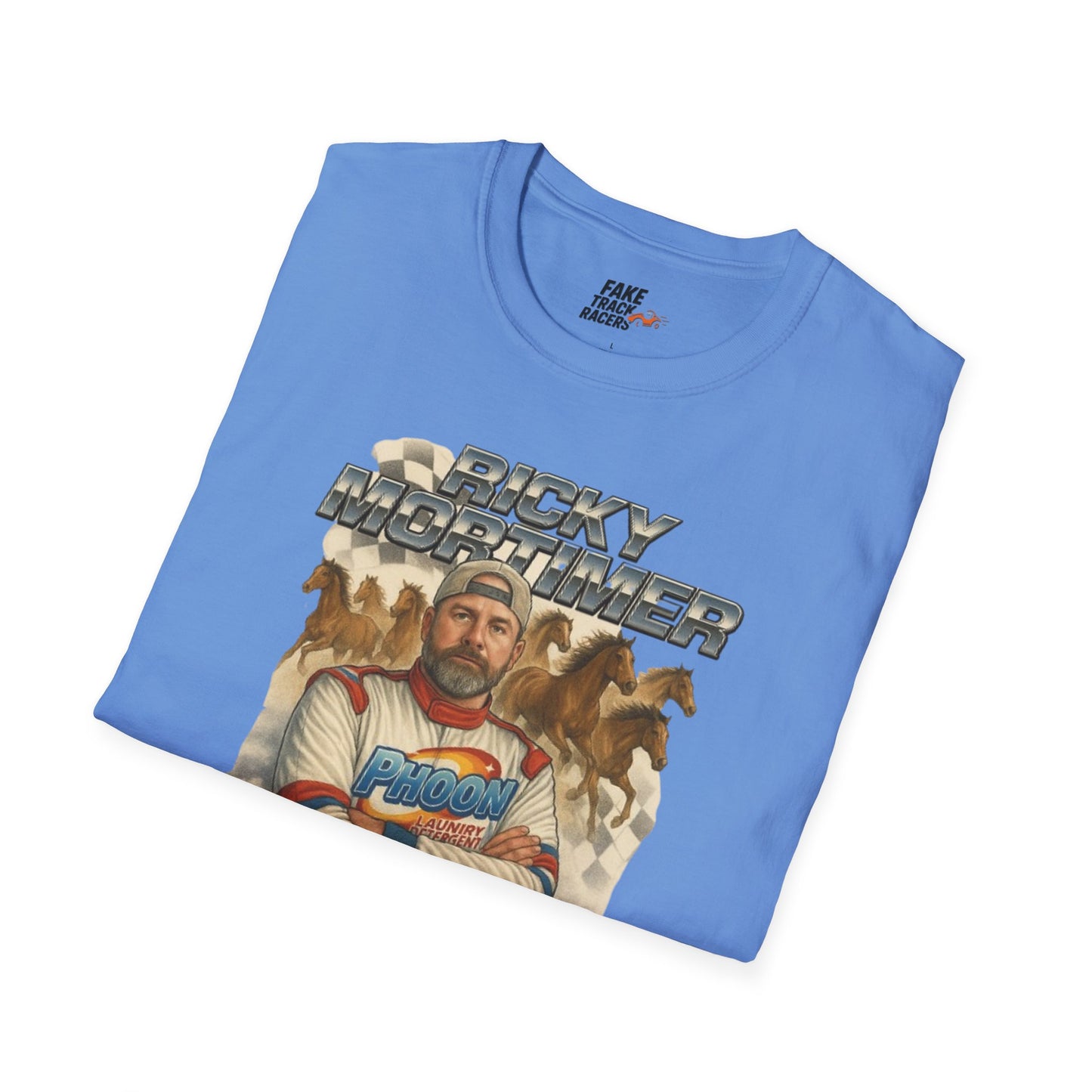 Vintage Style 90s Racing Tee Shirt RICKY MORTIMER PHOON Fake Track Racers