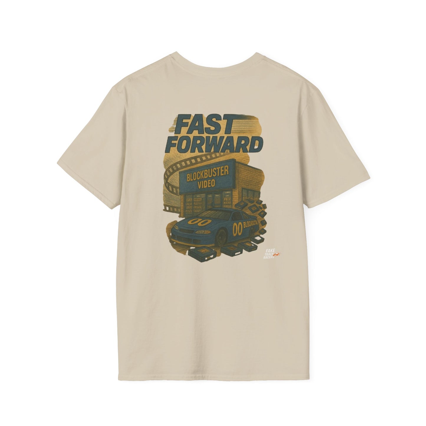 Vintage Style 90s Racing Tee Shirt DARRELL CROSBY Blockbuster Fake Track Racers