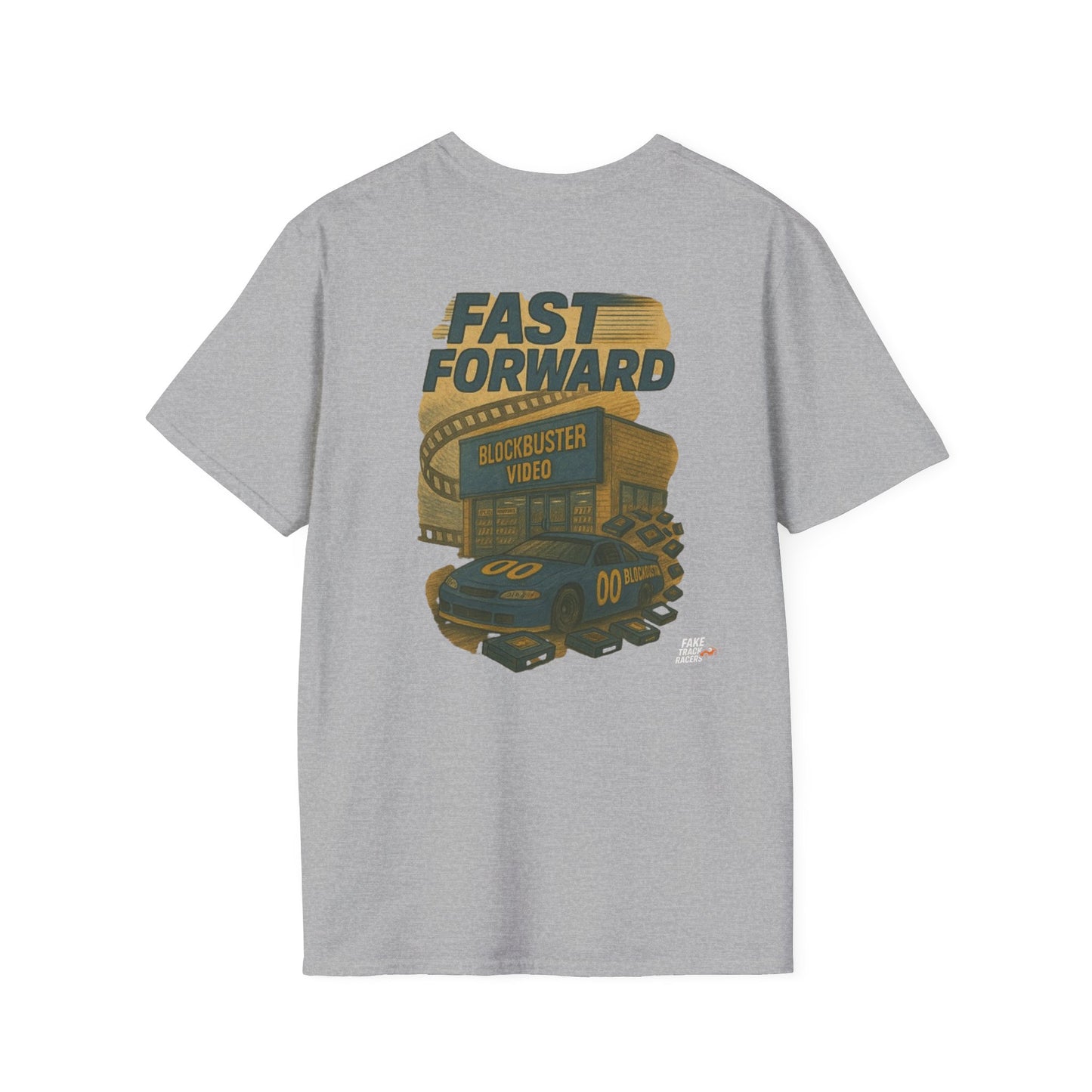 Vintage Style 90s Racing Tee Shirt DARRELL CROSBY Blockbuster Fake Track Racers