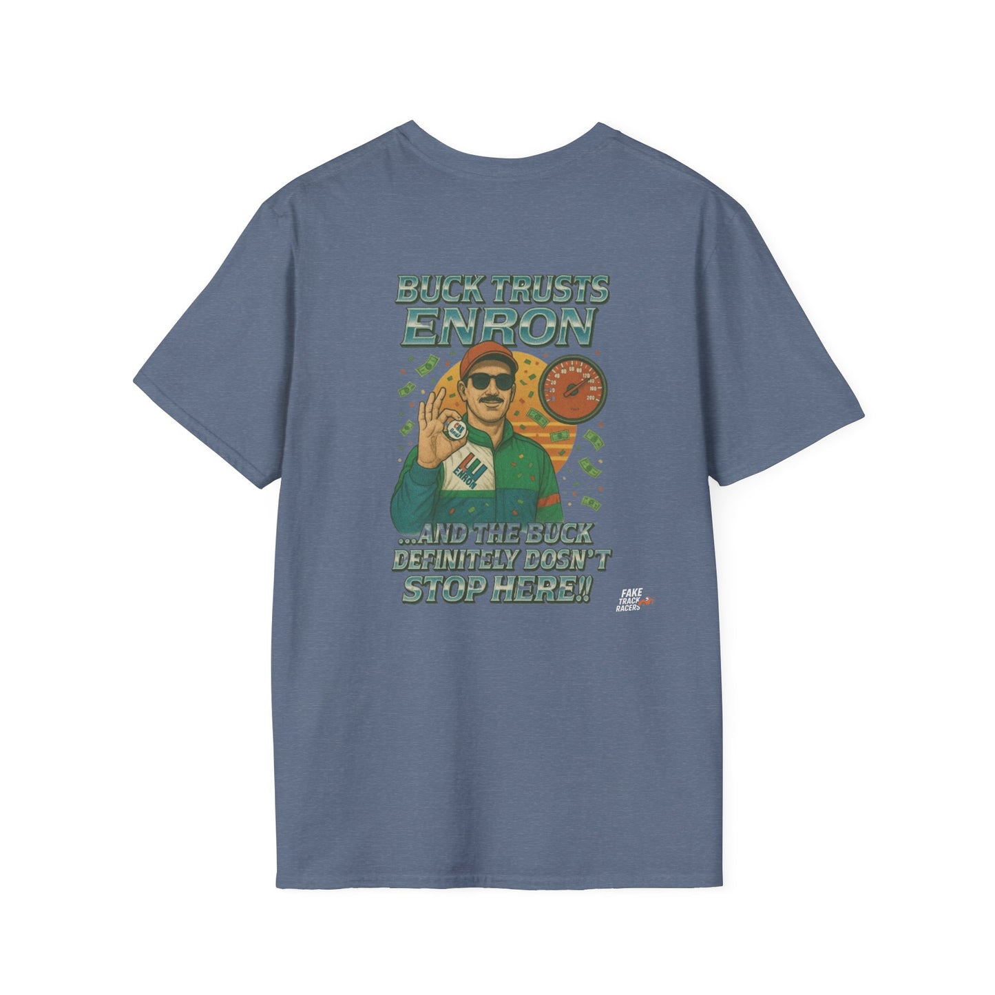 Vintage Style 90s Racing Tee Shirt BUCK BLANKENSHIP Enron Fake Track Racers
