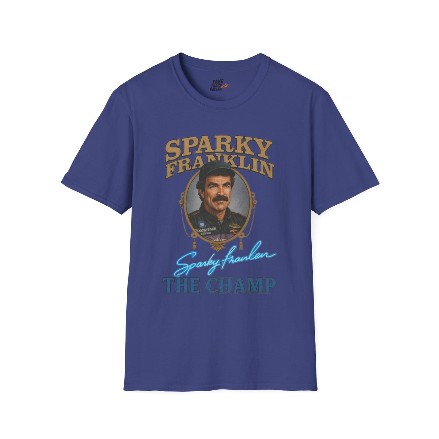 Vintage Style 90s Racing Tee Shirt SPARKY FRANKLIN OCTAVOLINE Fake Track Racers