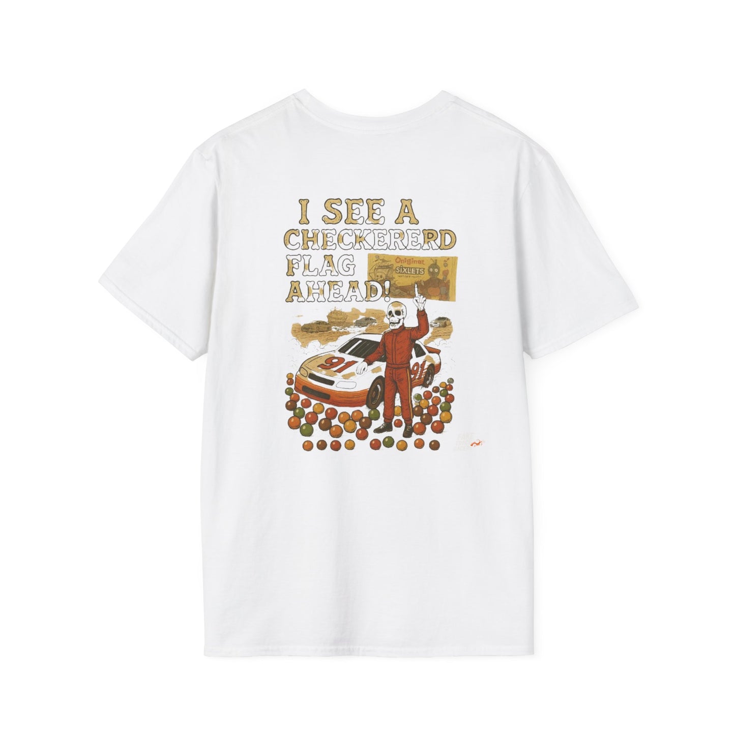 Vintage Style 90s Racing Tee JED NEWMAN Pirate Fake Track Racers