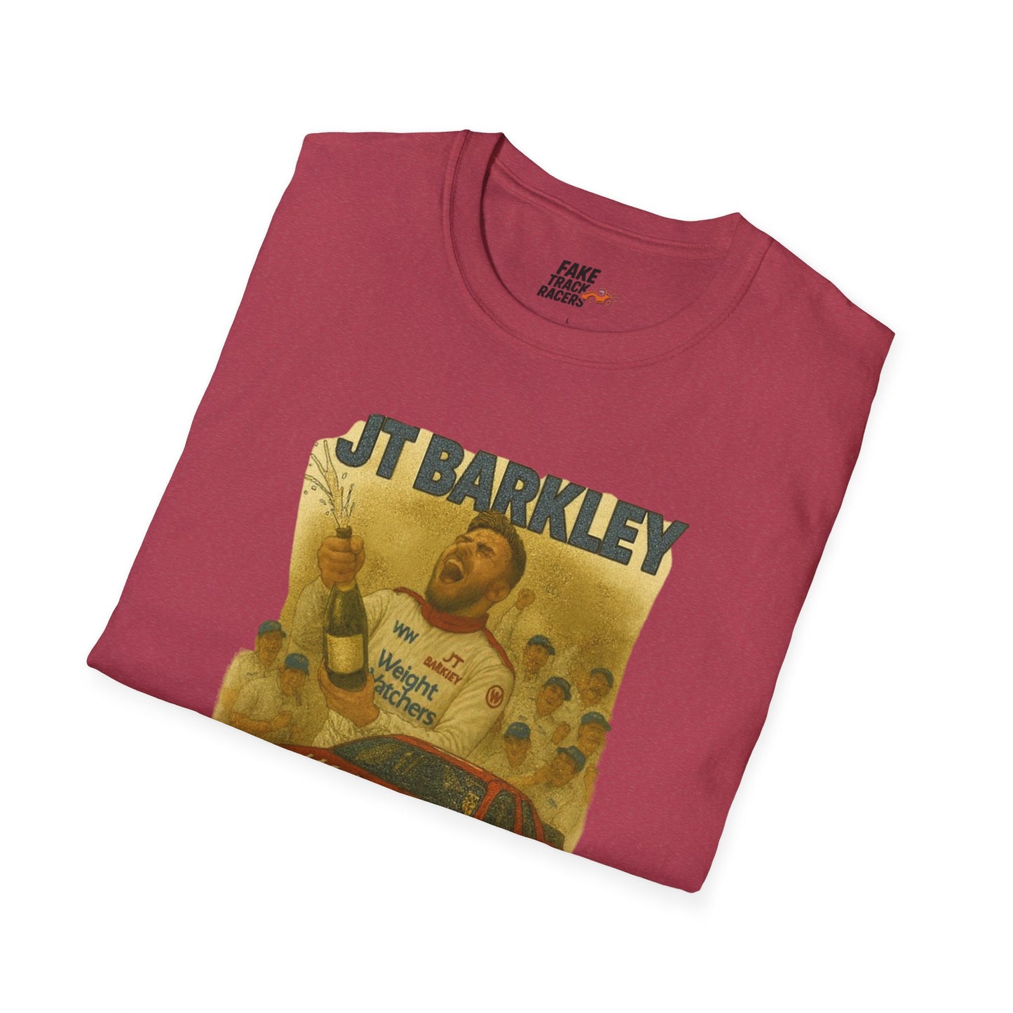 Vintage Style 90s Racing Tee Shirt JT BARKLEY Champion Shirt Fake Track Racers