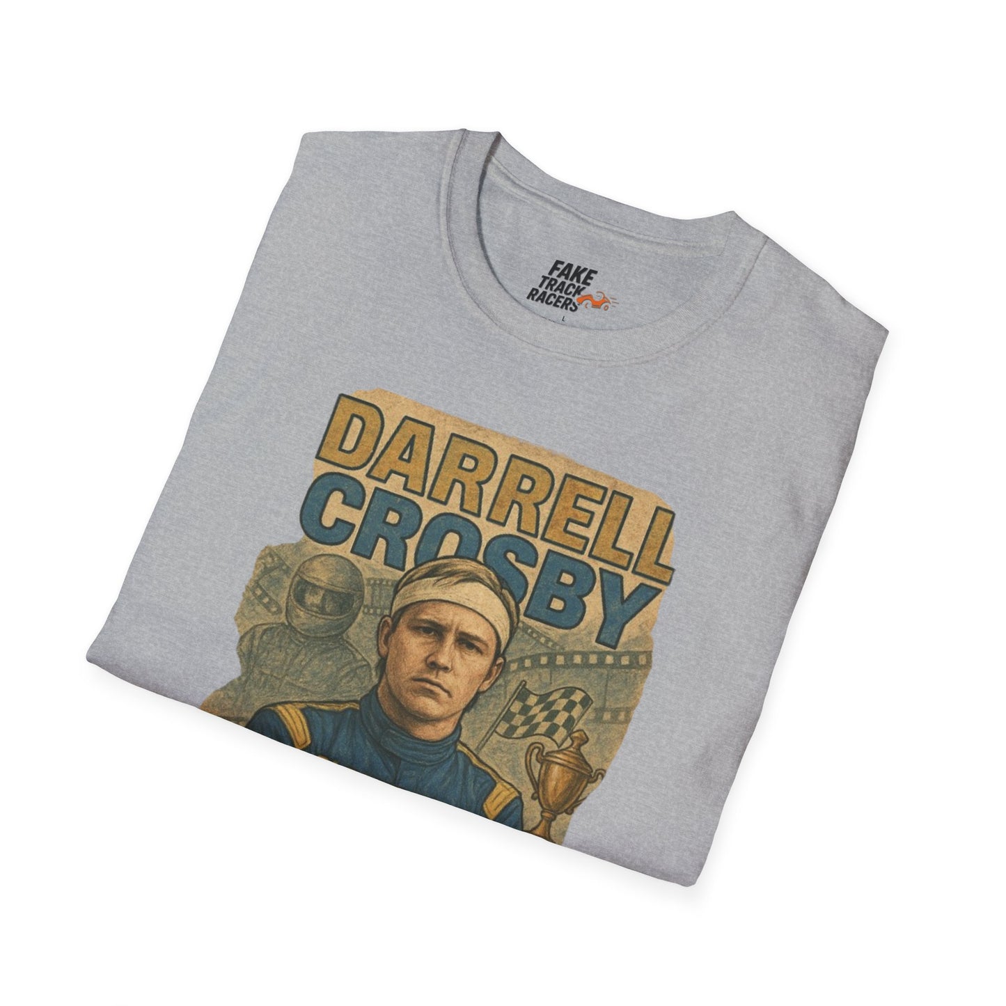 Vintage Style 90s Racing Tee Shirt DARRELL CROSBY Blockbuster Fake Track Racers