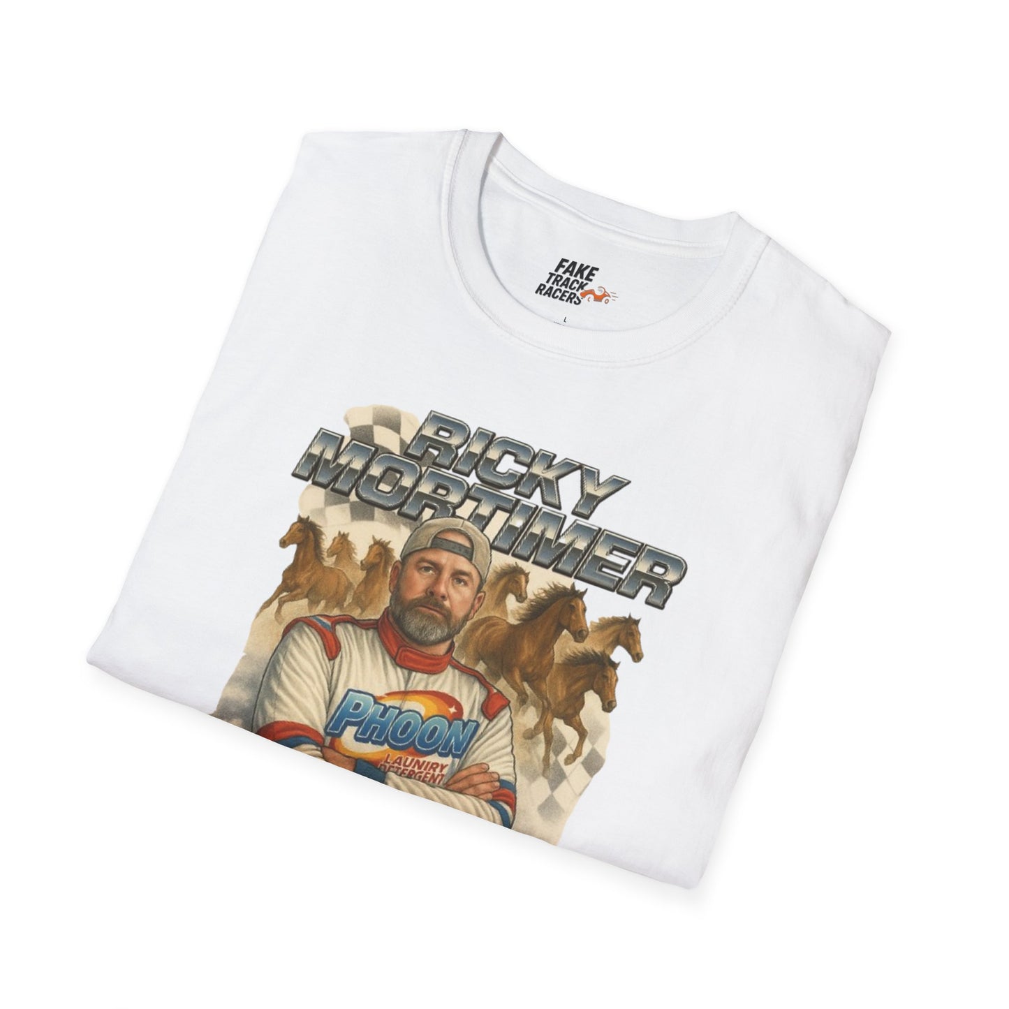 Vintage Style 90s Racing Tee Shirt RICKY MORTIMER PHOON Fake Track Racers