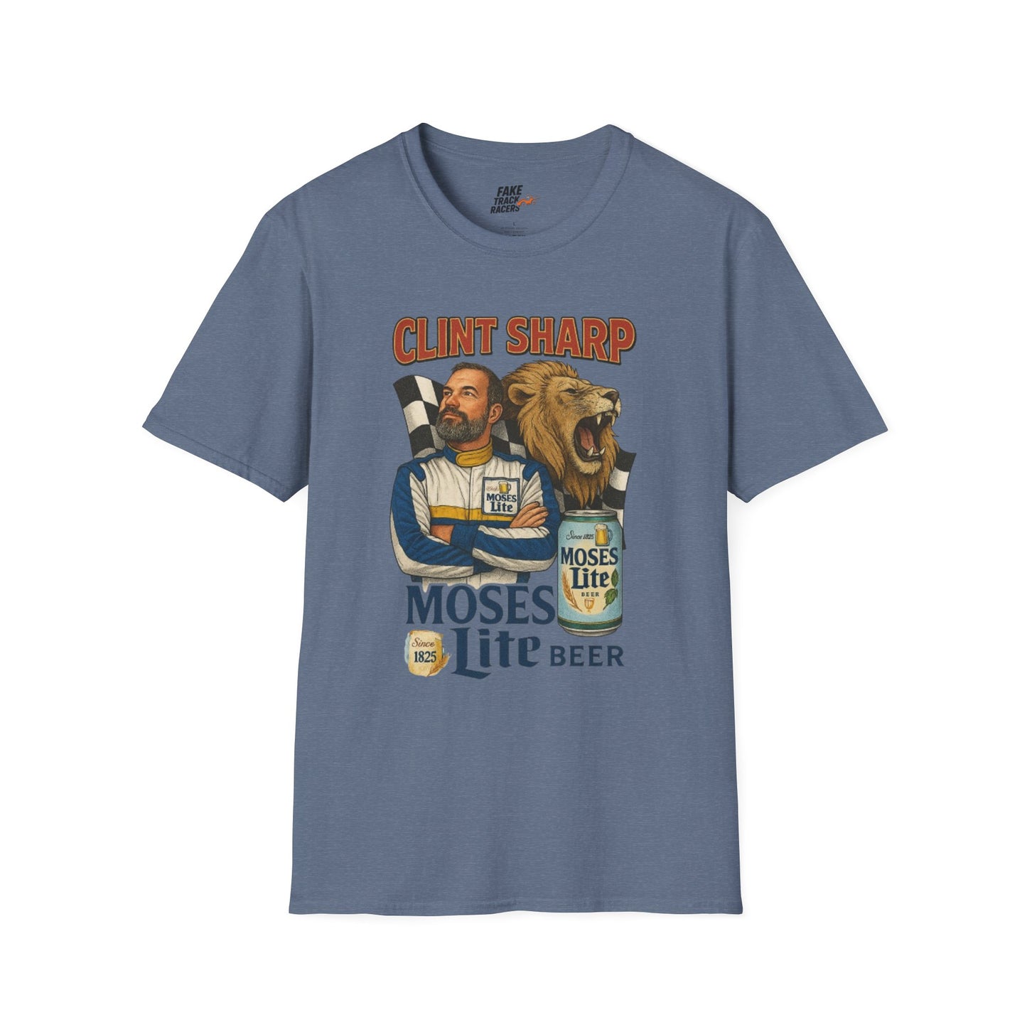 Vintage Style 90s Racing Tee Shirt CLINT SHARP MOSES LITE Fake Track Racers
