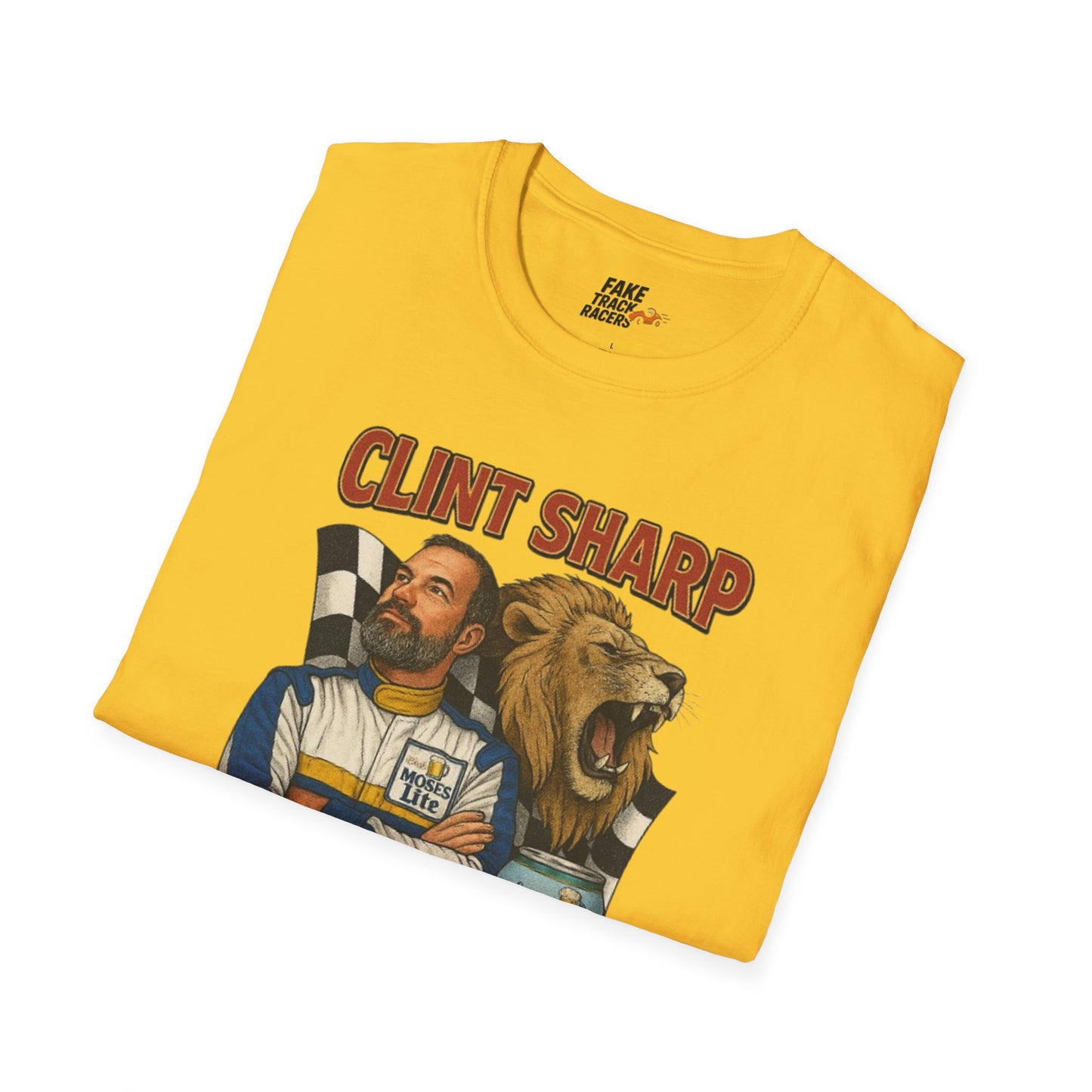 Vintage Style 90s Racing Tee Shirt CLINT SHARP MOSES LITE Fake Track Racers