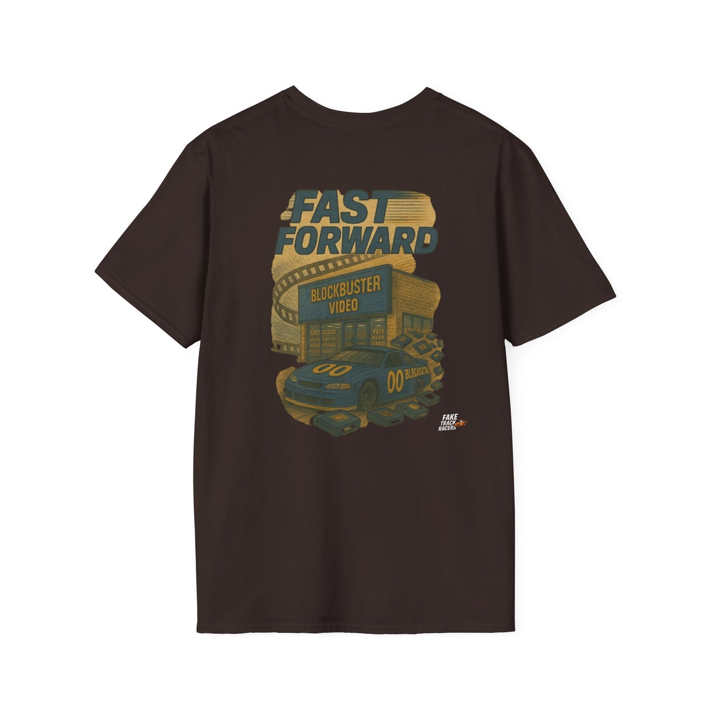 Vintage Style 90s Racing Tee Shirt DARRELL CROSBY Blockbuster Fake Track Racers