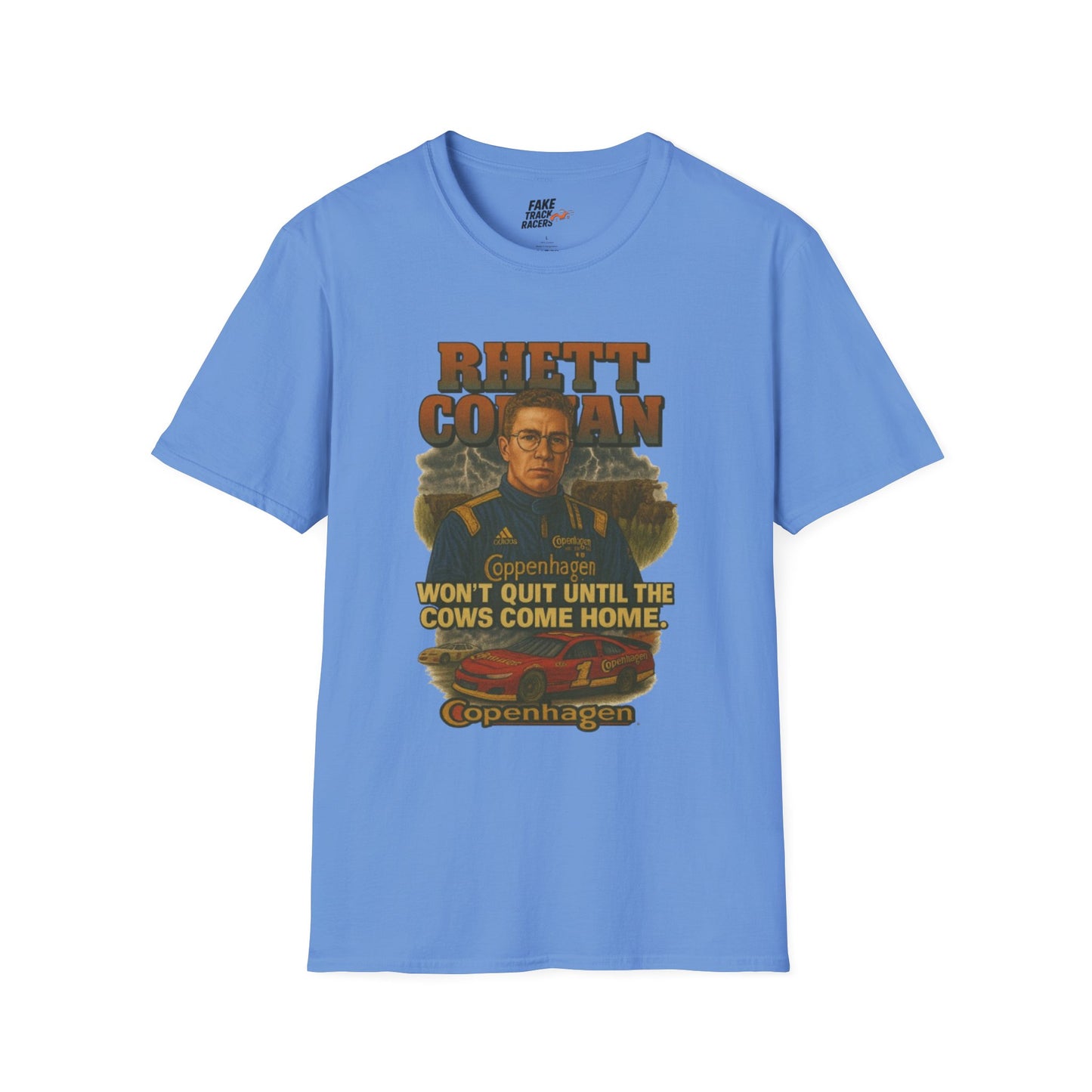 Vintage 90s Racing Tee Shirt RHETT COWAN, Fake Track Racing Shirt