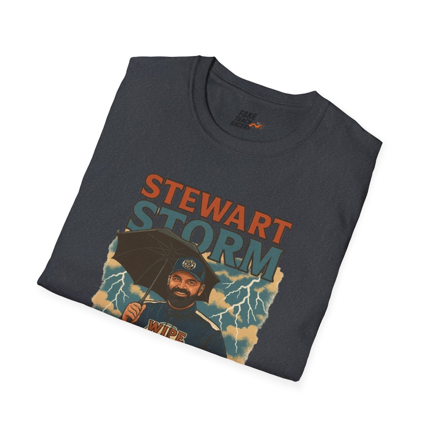 Vintage Style 90s Racing Tee Shirt STEWART STORM Wipe Boss Fake Track Racers