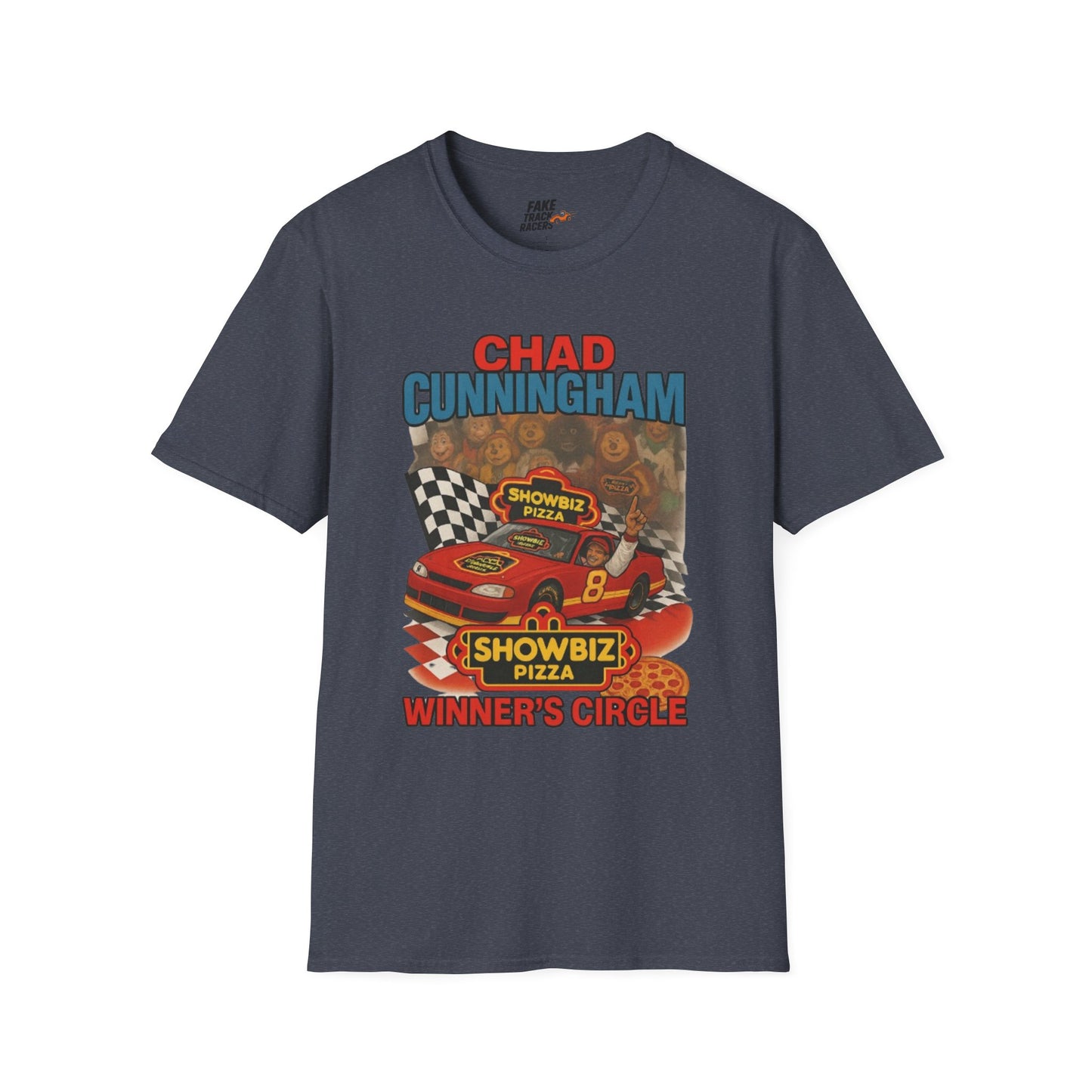 Vintage Style 90s Racing Tee Shirt CHAD CUNNINGHAM Showbiz Fake Track Racers