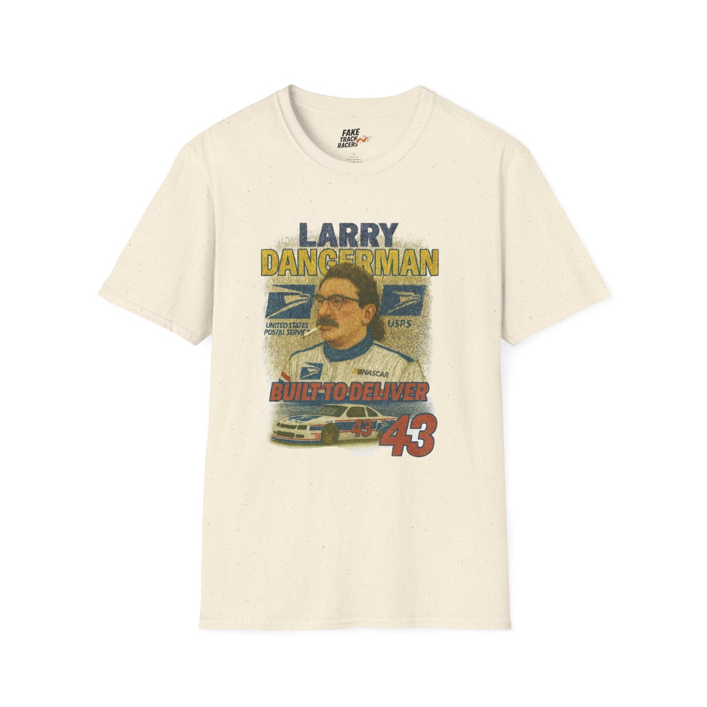 Vintage Style 90s Racing Tee Shirt LARRY DANGERMAN Deliver Shirt Fake Track Racers