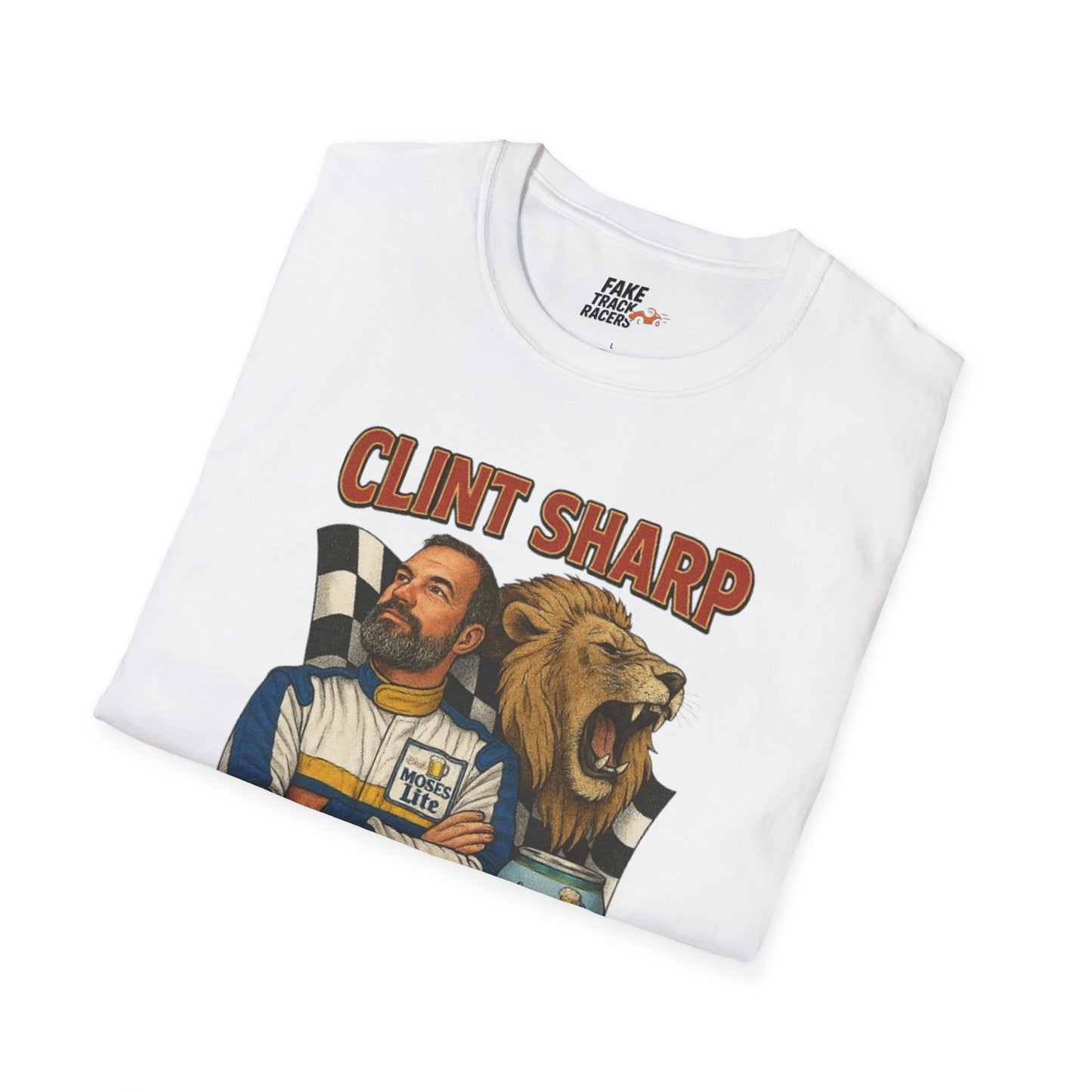 Vintage Style 90s Racing Tee Shirt CLINT SHARP MOSES LITE Fake Track Racers