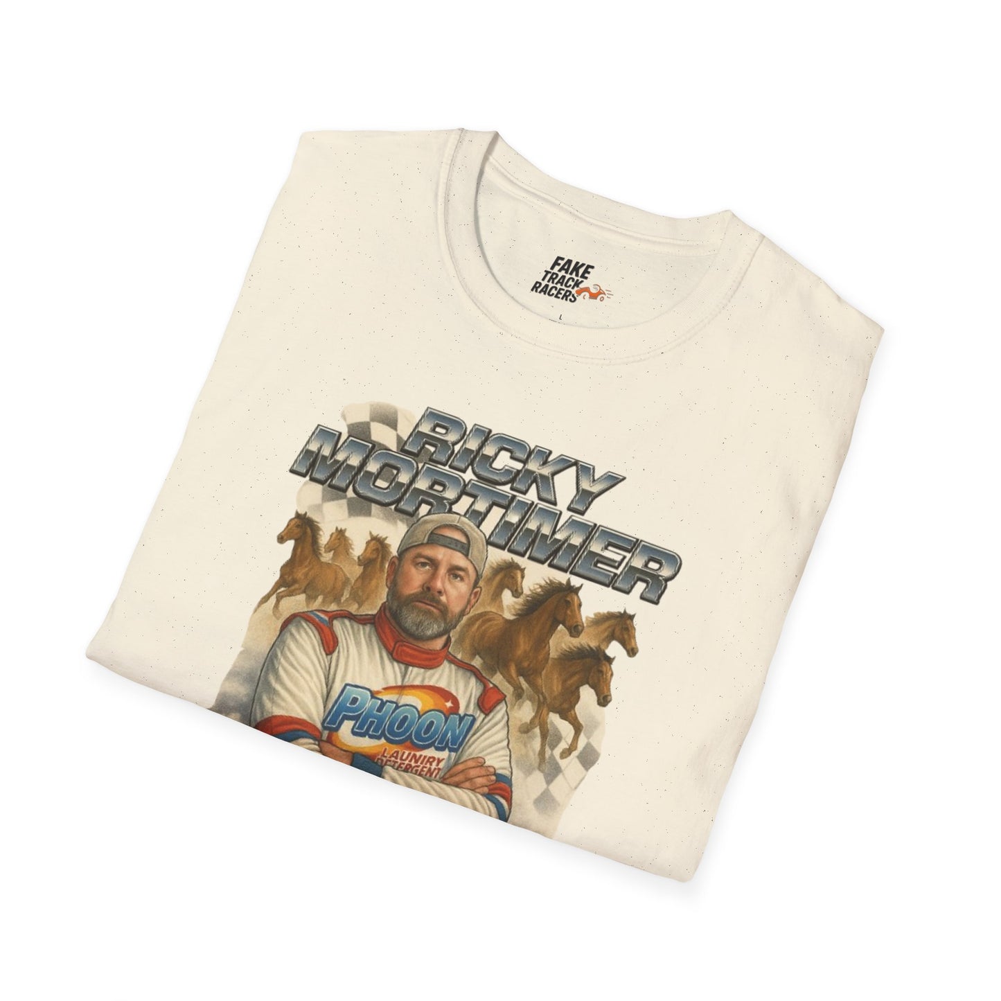 Vintage Style 90s Racing Tee Shirt RICKY MORTIMER PHOON Fake Track Racers