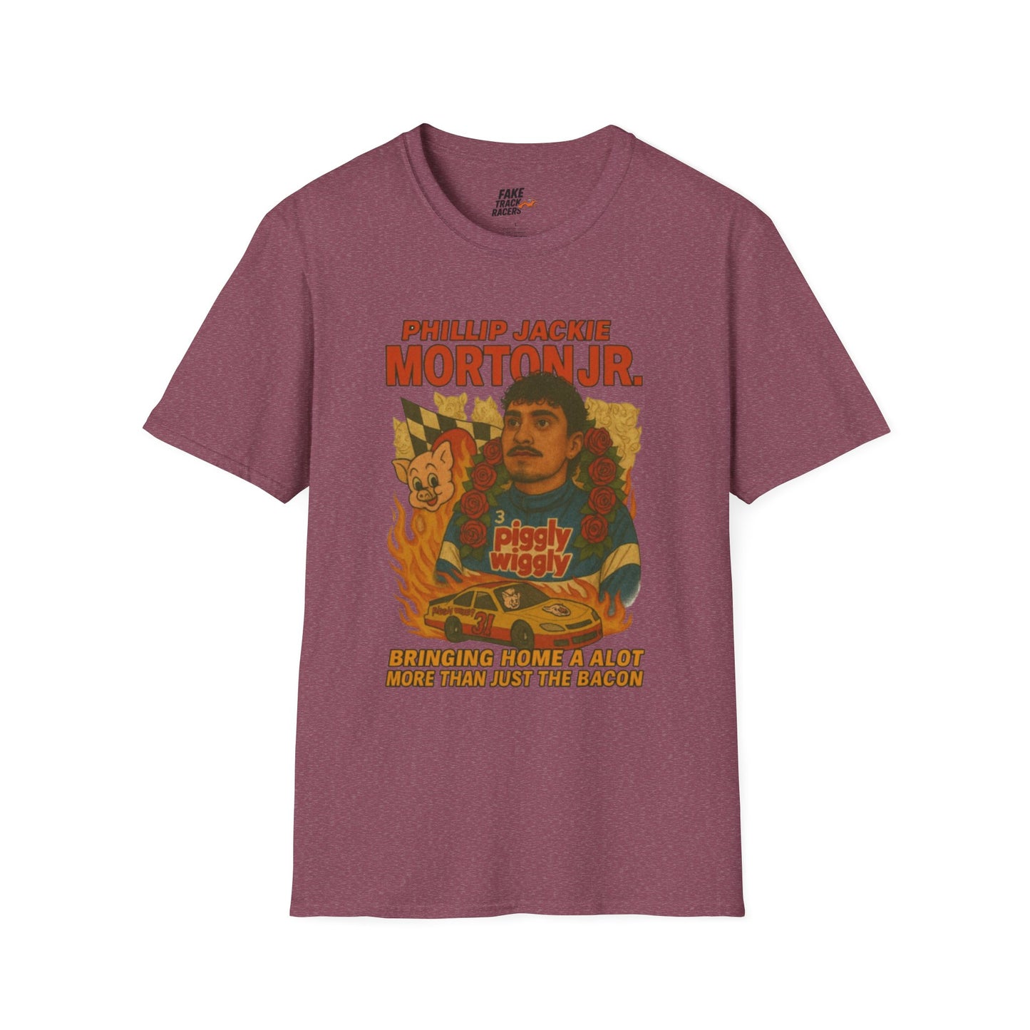 Vintage Style 90s Racing Tee Shirt PHILLIP JACKIE MORTON JR PW Fake Track Racers
