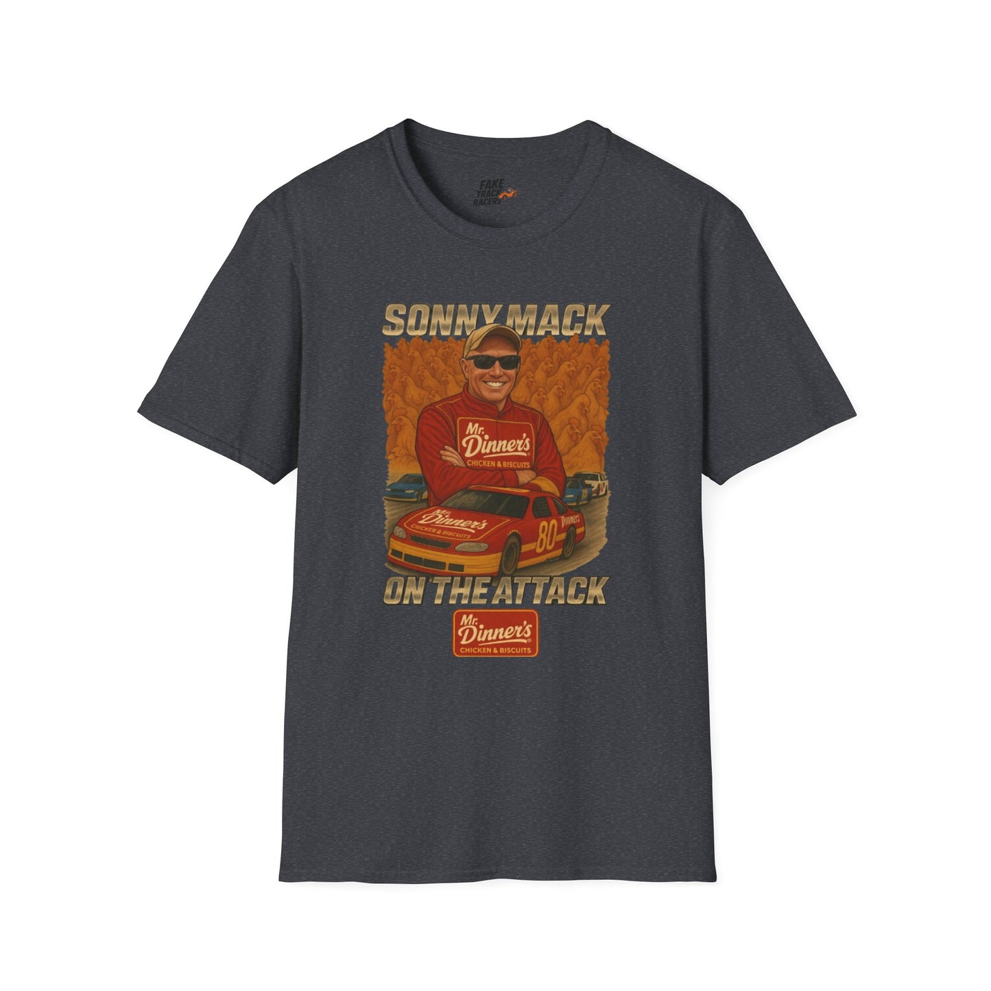 Vintage Style 90s Racing Tee Shirt SONNY MACK Mr Dinners Fake Track Racers