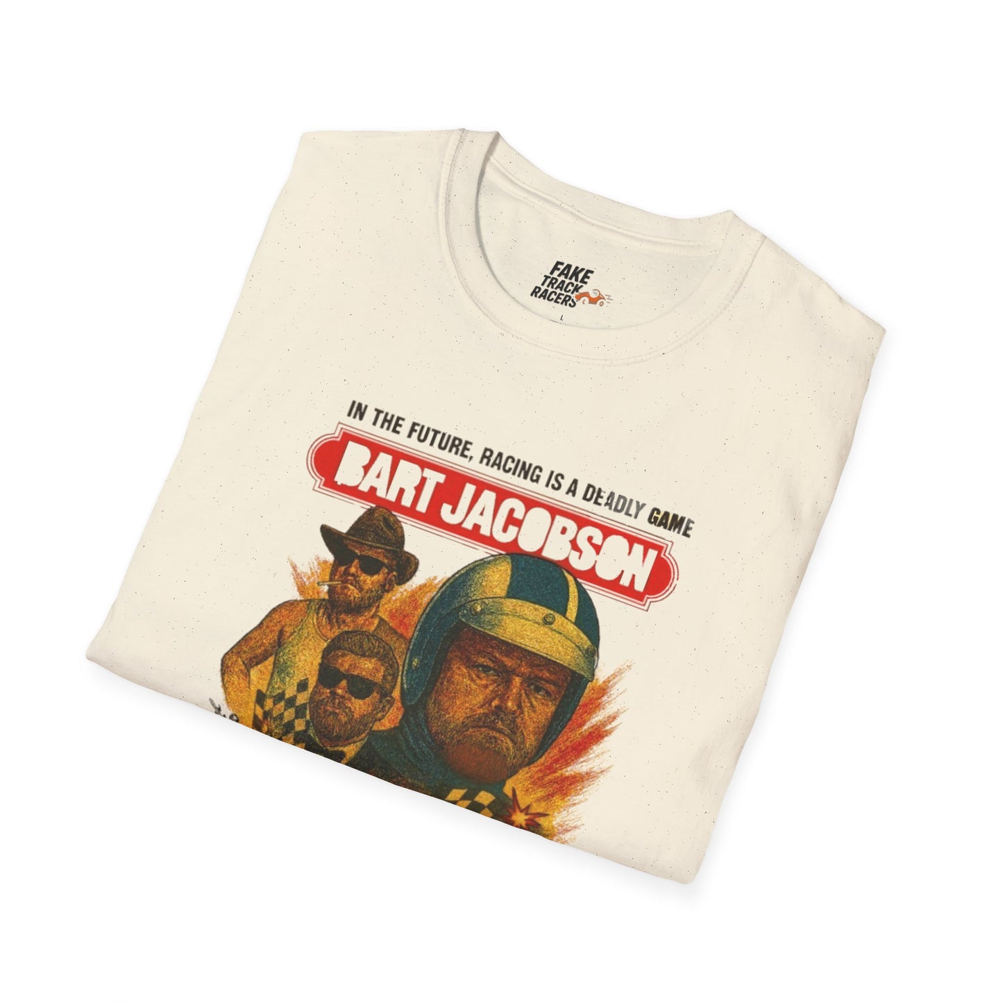 Vintage Style 90s Racing Tee Shirt BART JACOBSON Baddest Fake Track Racers