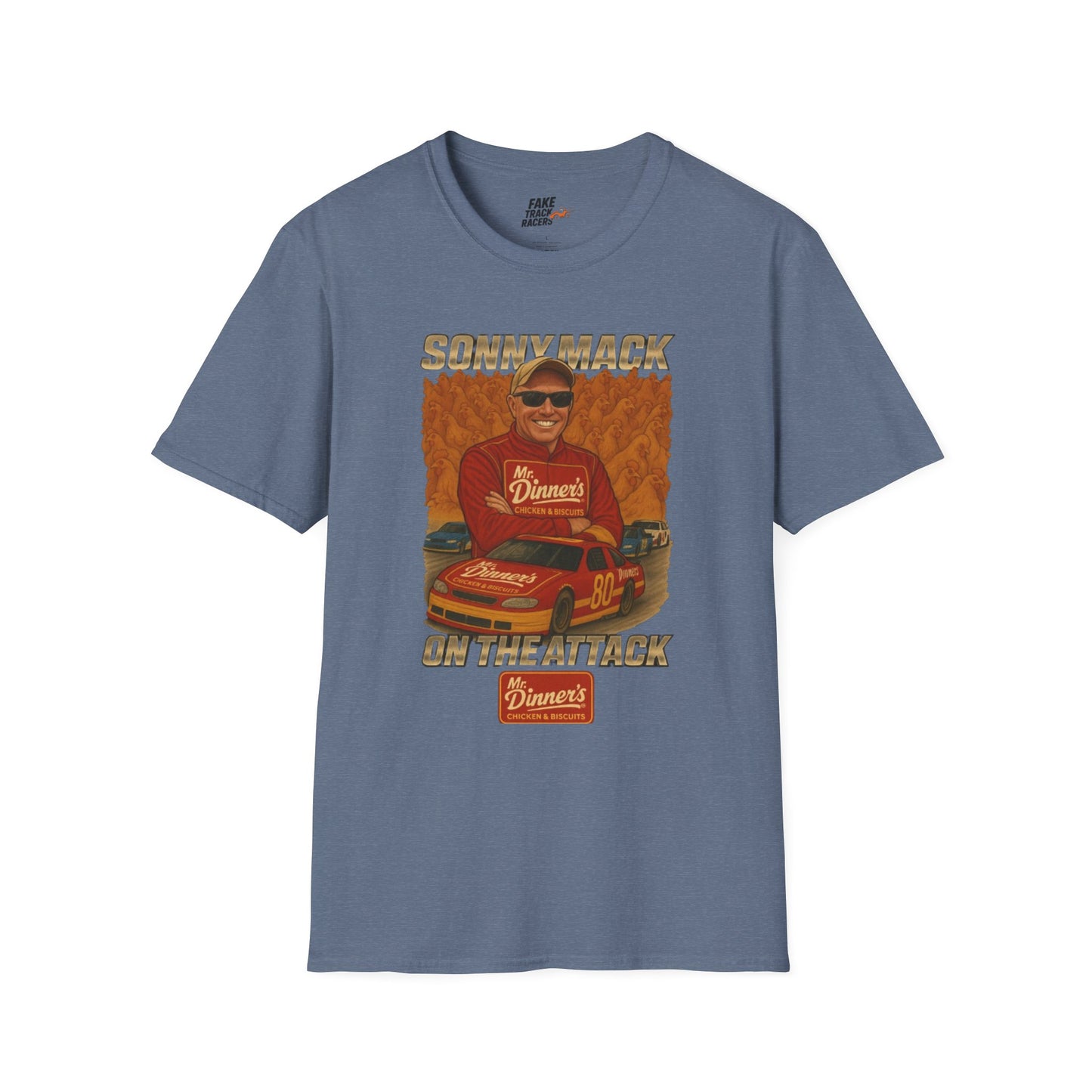 Vintage Style 90s Racing Tee Shirt SONNY MACK Mr Dinners Fake Track Racers
