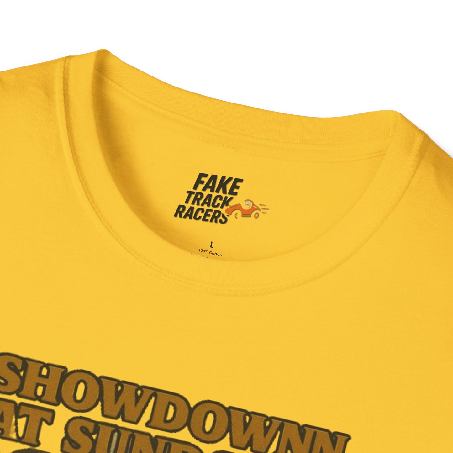Vintage Style 90s Racing Tee Shirt SHOWDOWN AT SUNDOWN Fake Track Racers