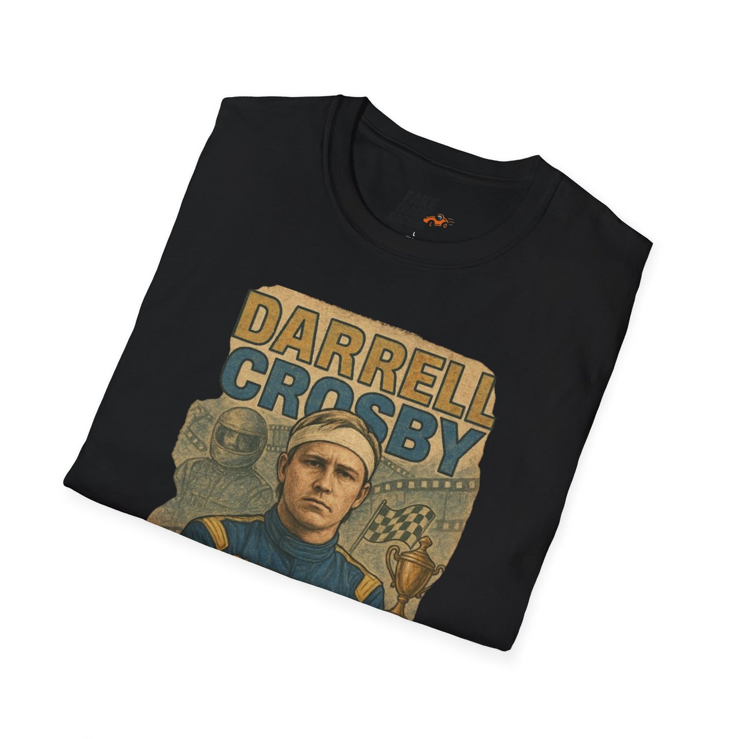 Vintage Style 90s Racing Tee Shirt DARRELL CROSBY Blockbuster Fake Track Racers