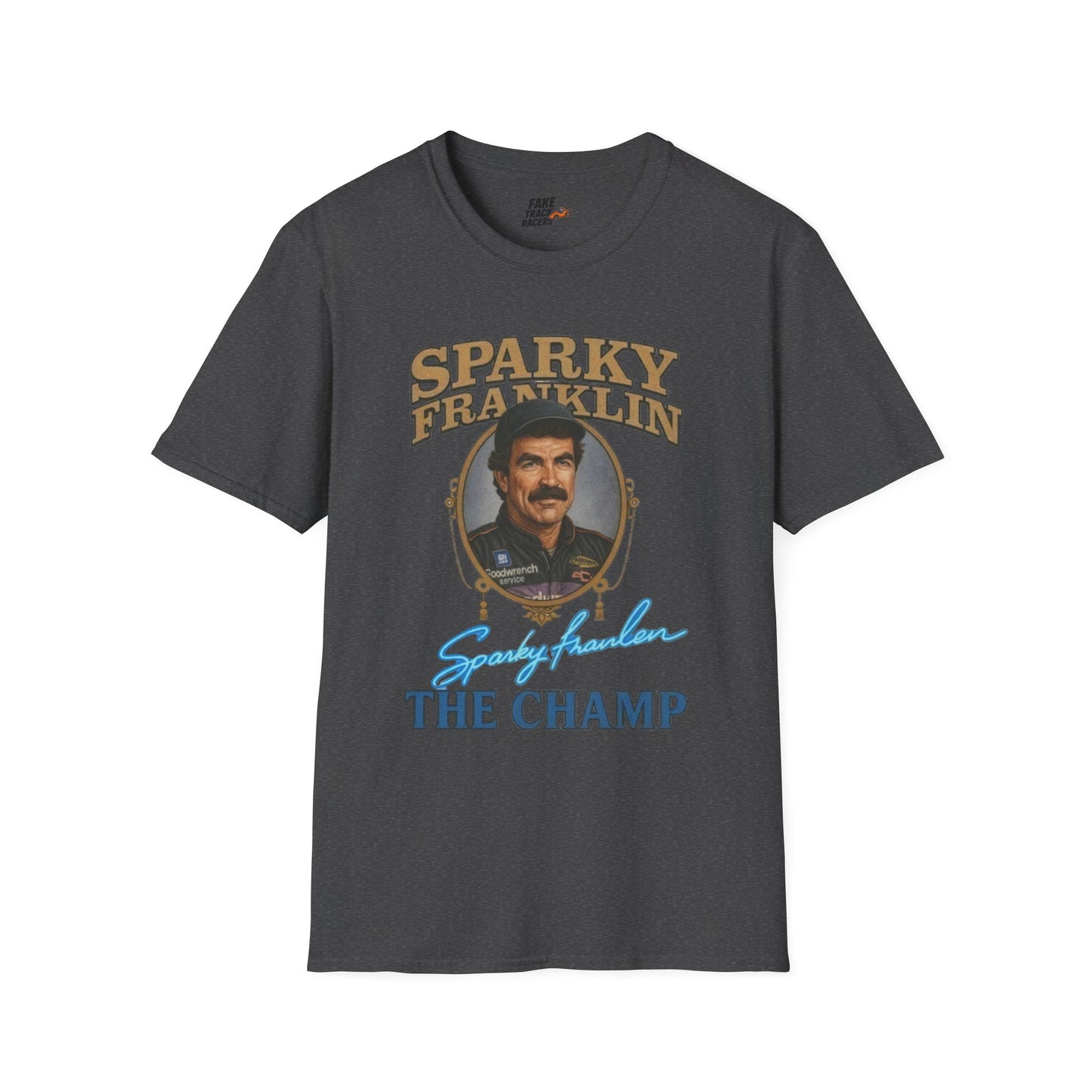 Vintage Style 90s Racing Tee Shirt SPARKY FRANKLIN OCTAVOLINE Fake Track Racers