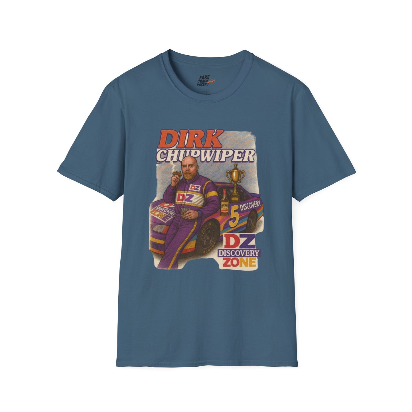 Vintage Style 90s Racing Tee DIRK CHUPWIPER DZ Fake Track Racers