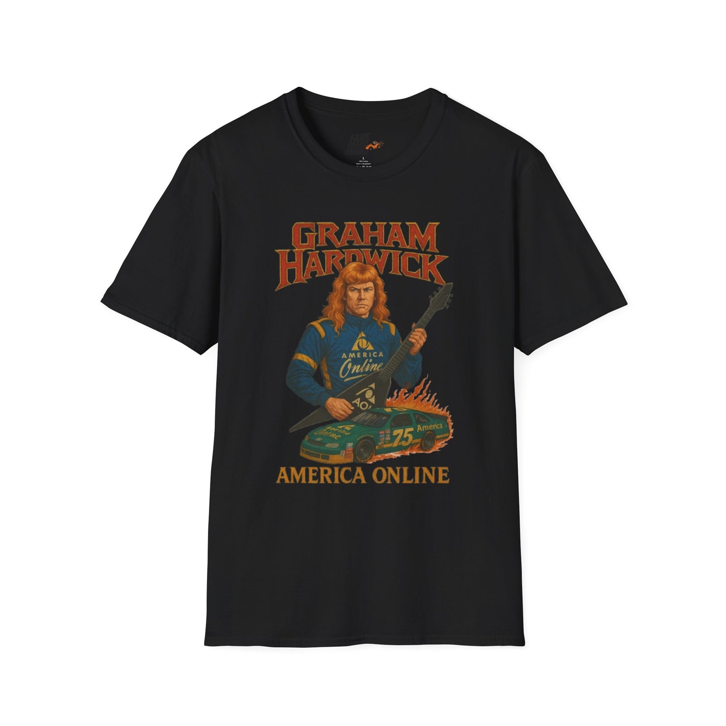 Vintage Style 90s Racing Tee Shirt GRAHAM HARDWICK AOL Fake Track Racers