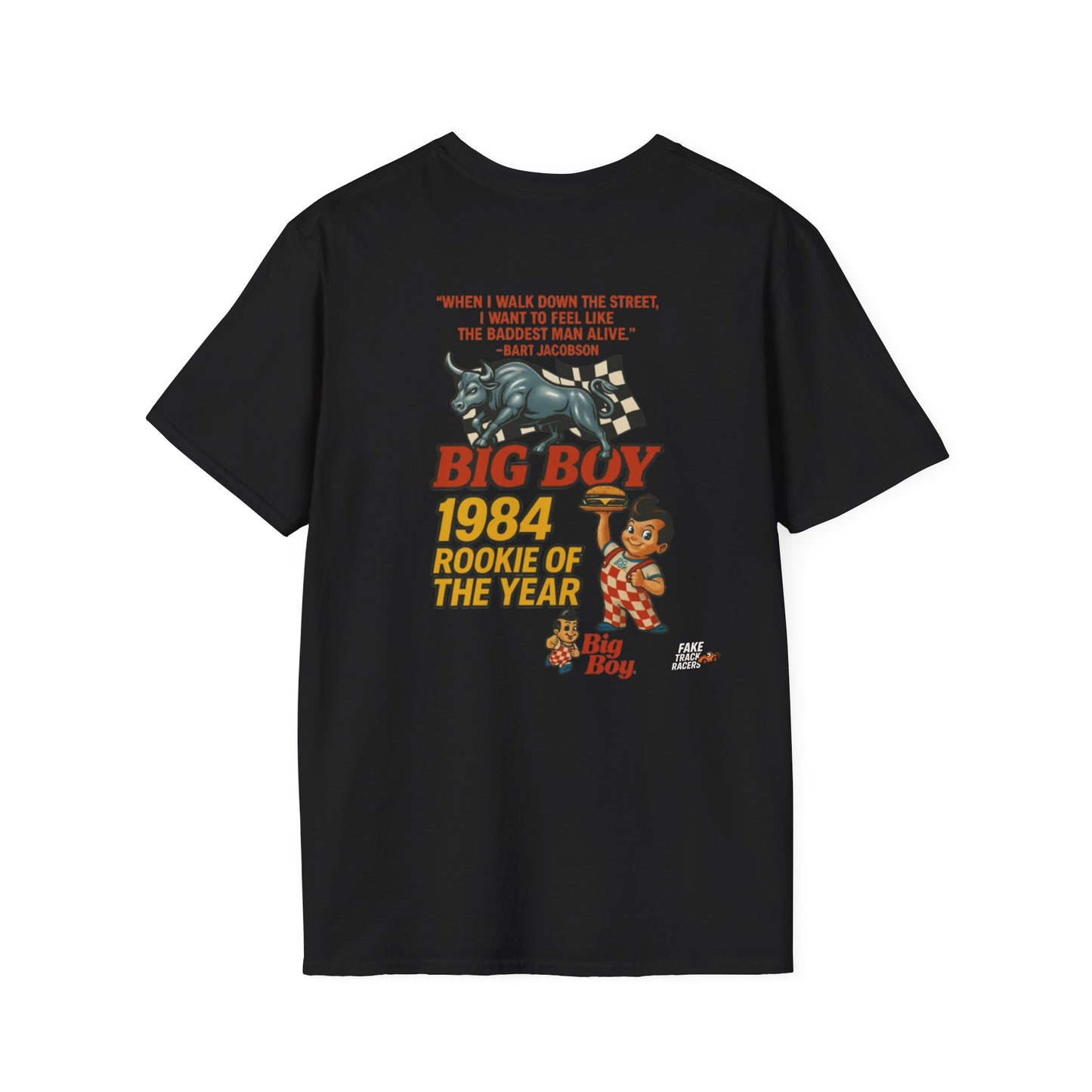 Vintage Style 90s Racing Tee Shirt BART JACOBSON Baddest Fake Track Racers