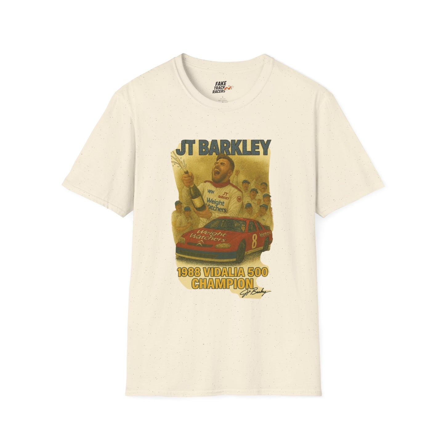 Vintage Style 90s Racing Tee Shirt JT BARKLEY Champion Shirt Fake Track Racers