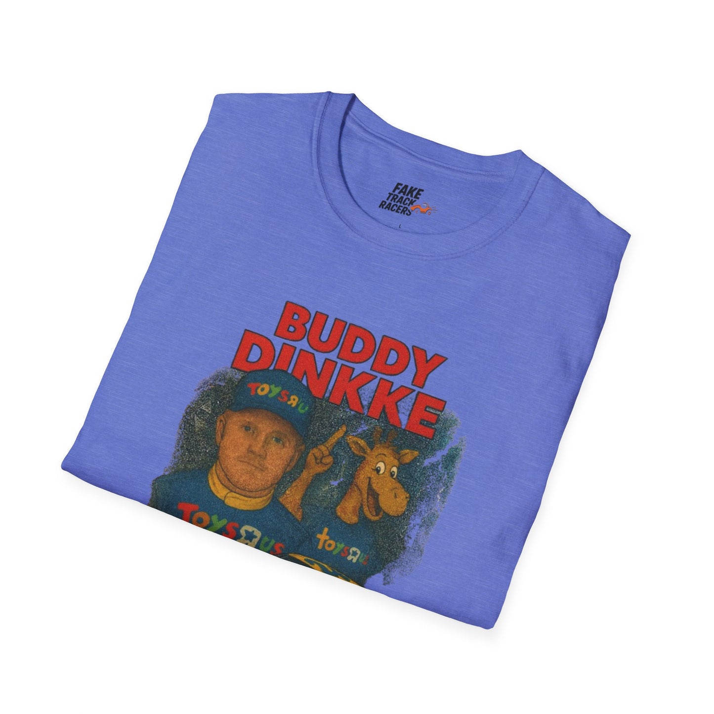 Vintage Style 90s Racing Tee Shirt BUDDY DINKKE Toys R Us Shirt Fake Track Racers