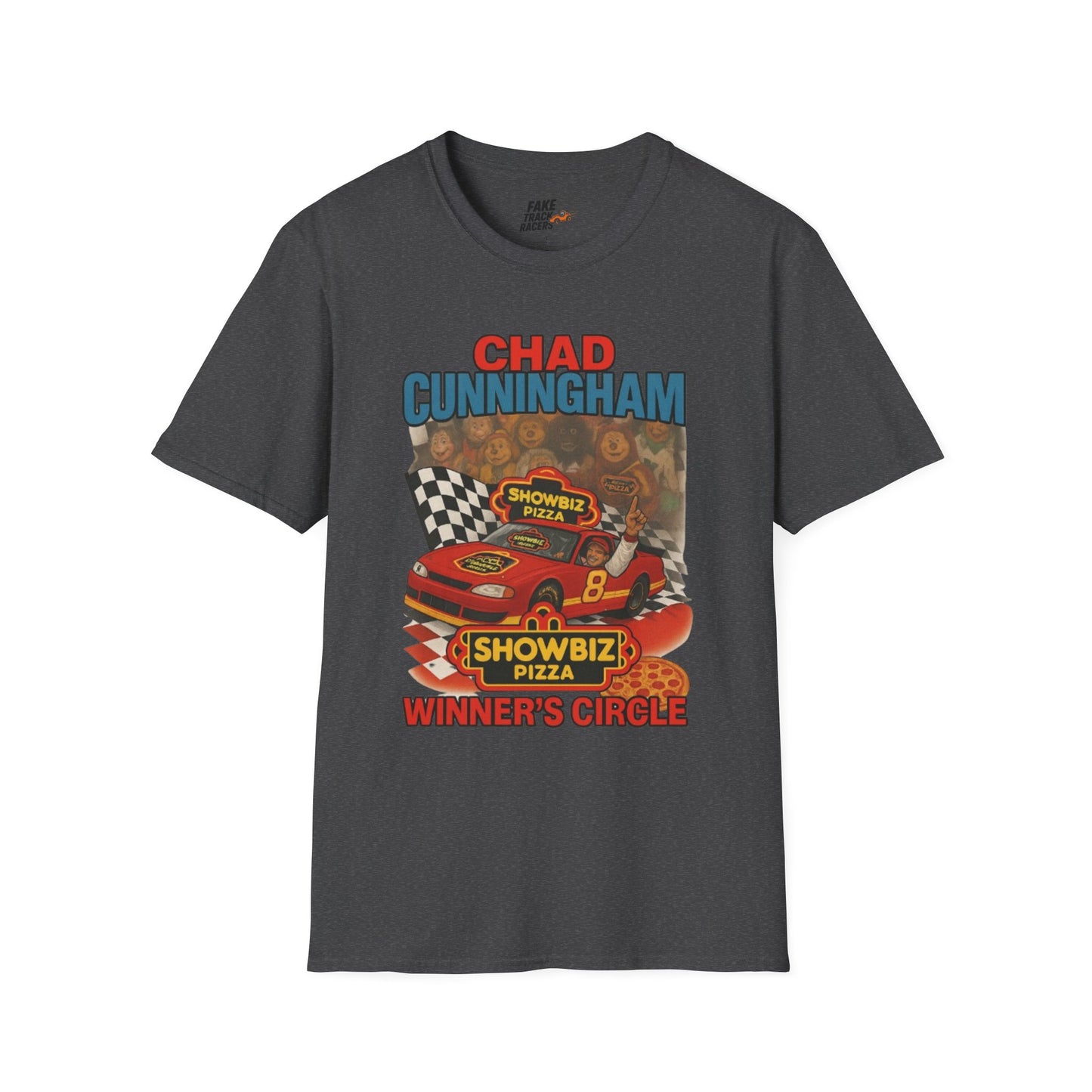 Vintage Style 90s Racing Tee Shirt CHAD CUNNINGHAM Showbiz Fake Track Racers