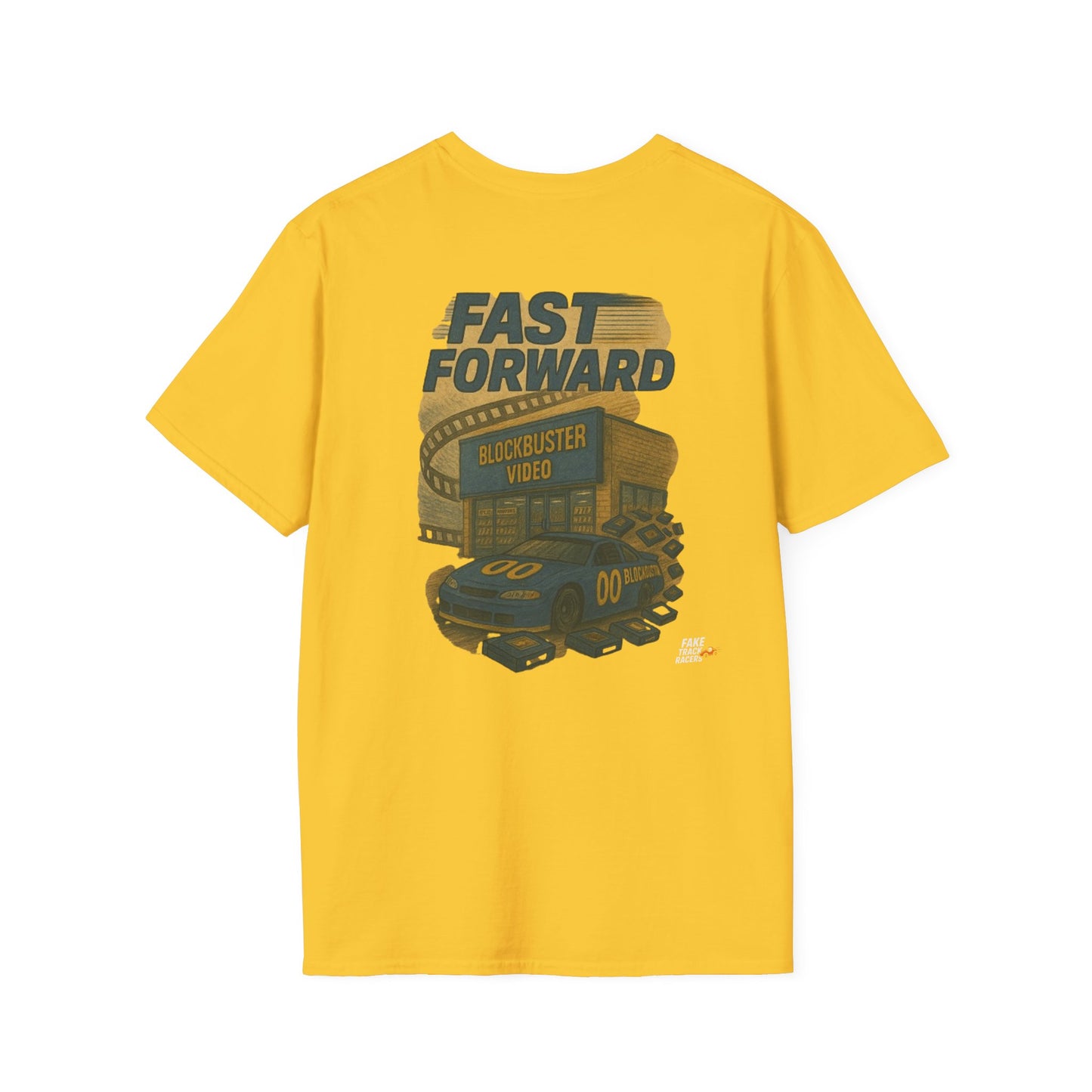 Vintage Style 90s Racing Tee Shirt DARRELL CROSBY Blockbuster Fake Track Racers