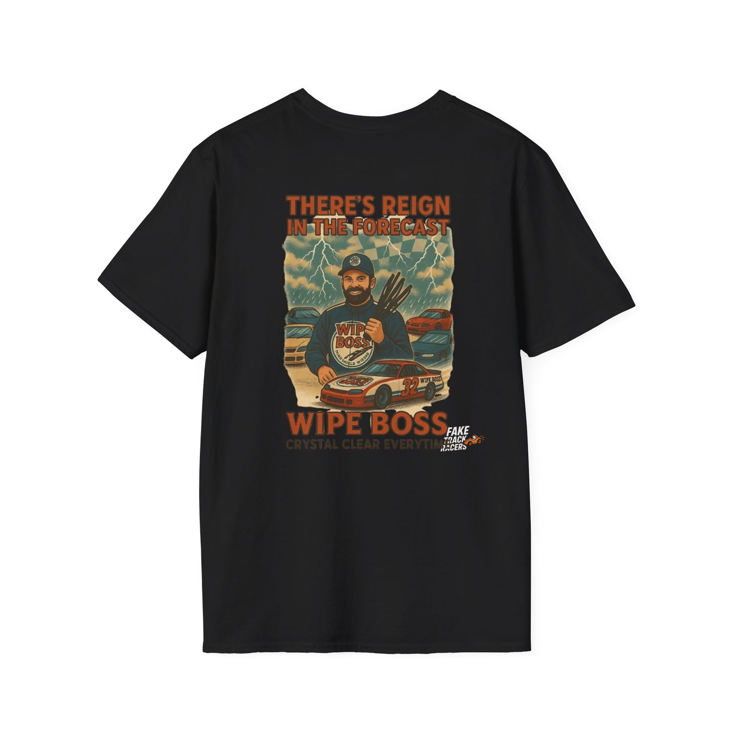 Vintage Style 90s Racing Tee Shirt STEWART STORM Wipe Boss Fake Track Racers